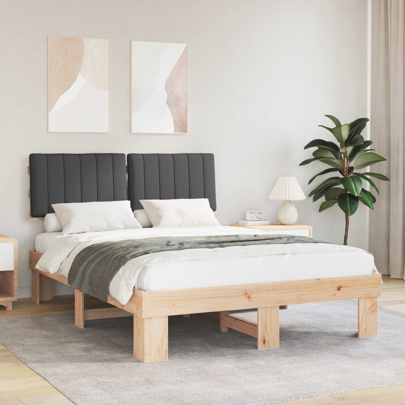 vidaXL Bedframe met Gevoerd Hoofdgedeelte Lichtgrijs 200 x 200 cm
