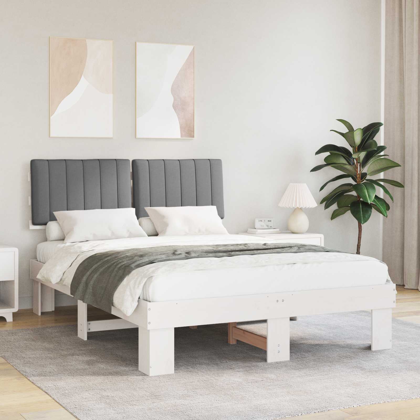 vidaXL Bedframe met Gevoerd Hoofdgedeelte Lichtgrijs 200 x 200 cm