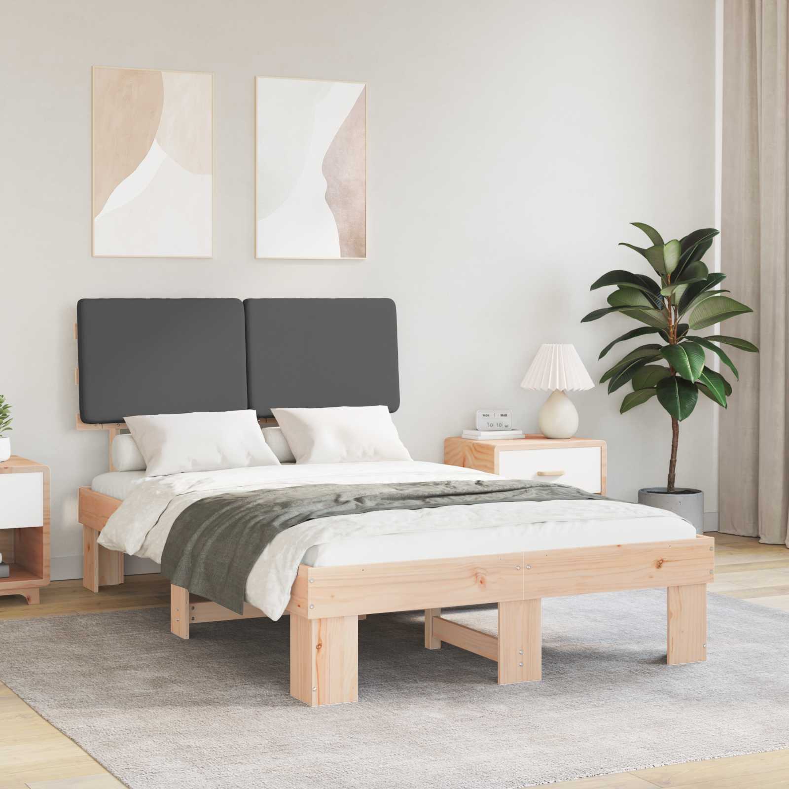vidaXL Bedframe met Gevoerd Hoofdgedeelte Lichtgrijs 200 x 200 cm
