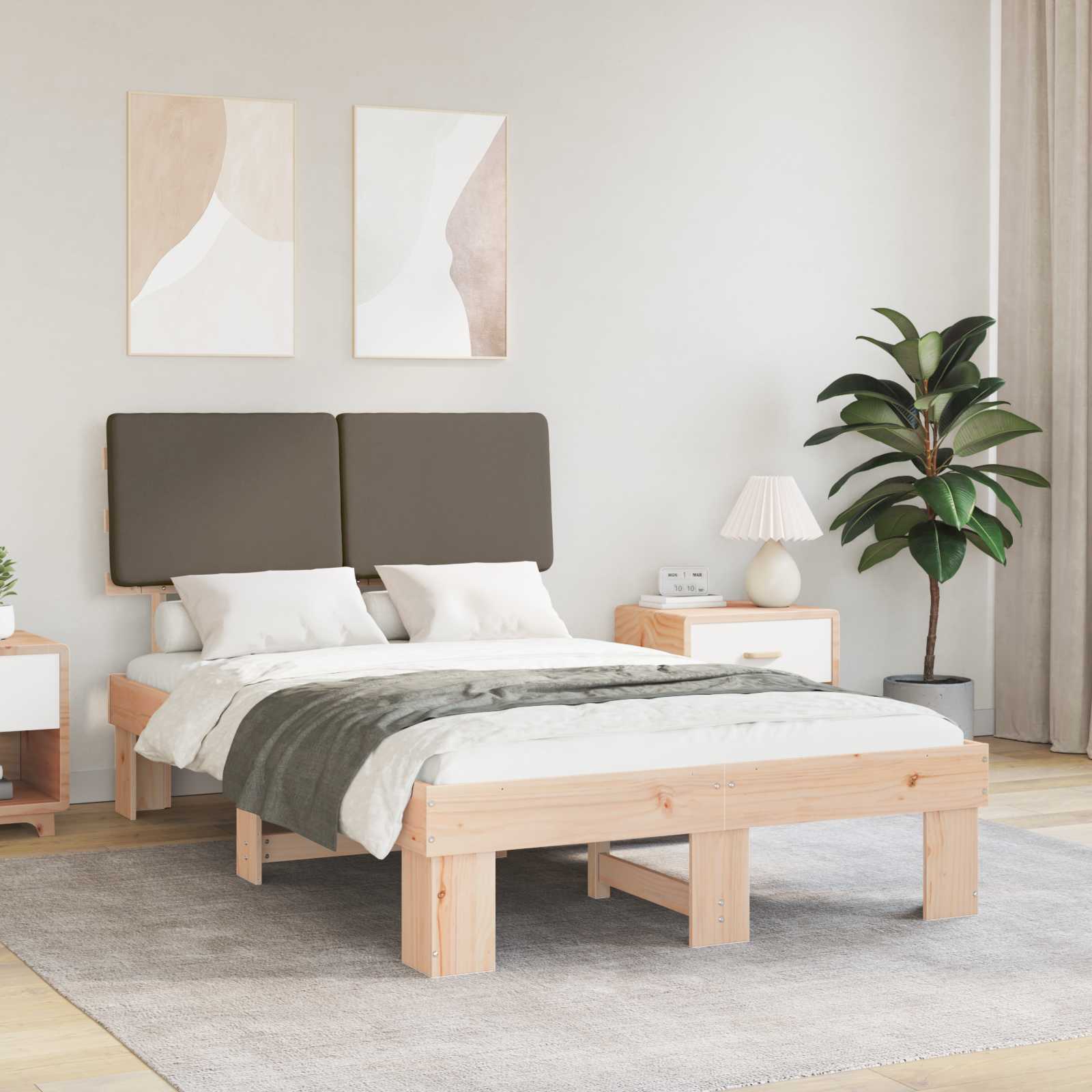 vidaXL Bedframe met Gevoerd Hoofdgedeelte Lichtgrijs 200 x 200 cm