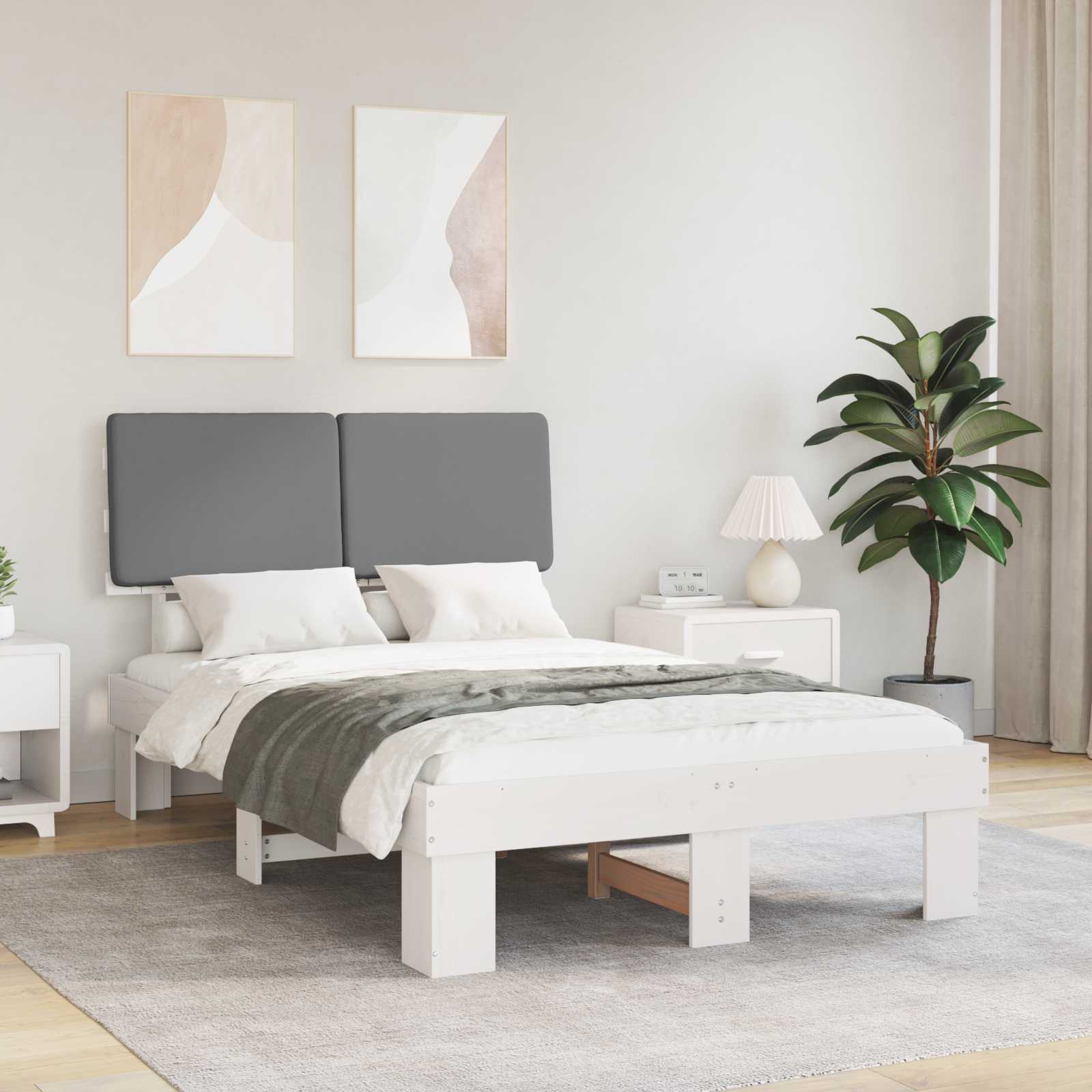 vidaXL Bedframe met Gevoerd Hoofdgedeelte Lichtgrijs 200 x 200 cm