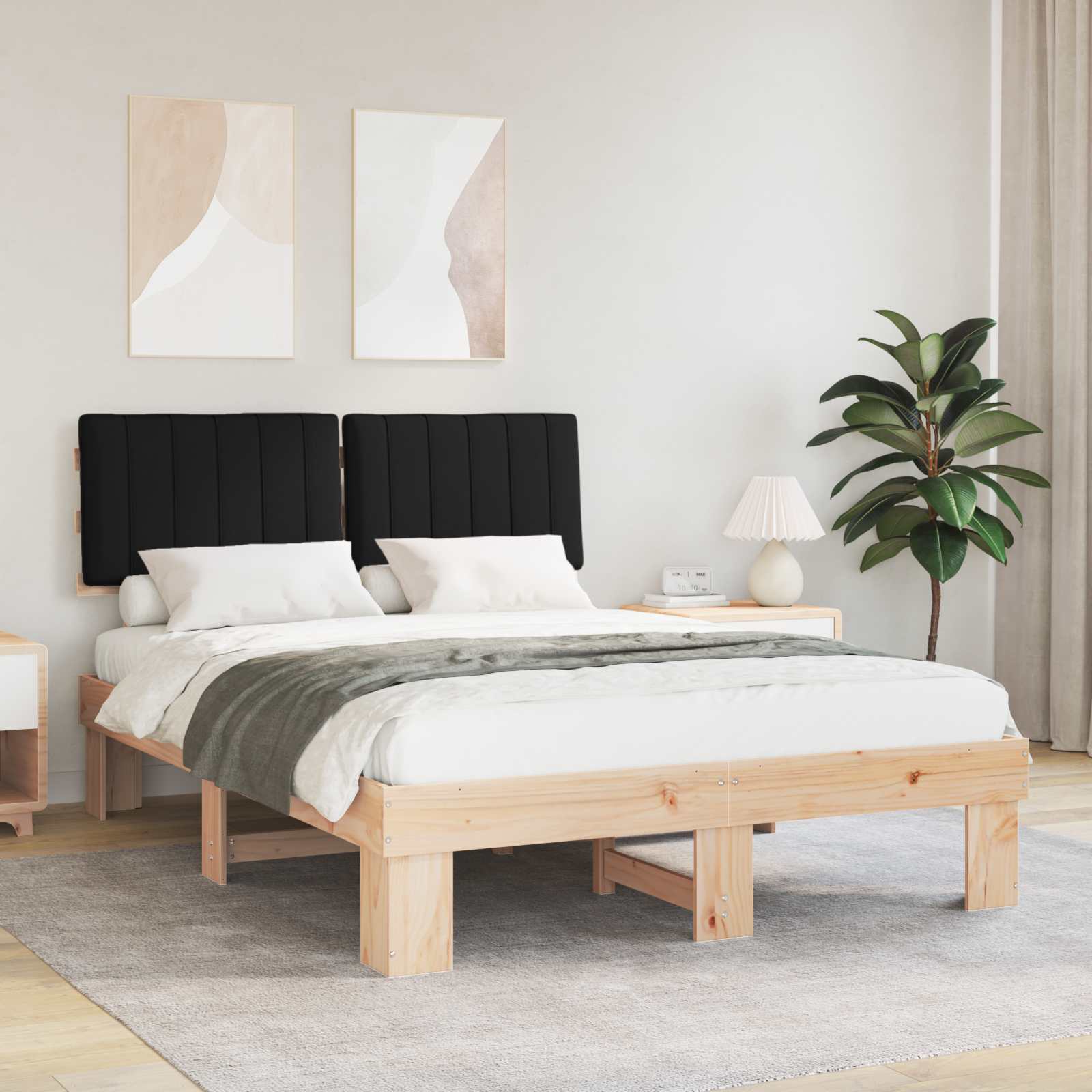 vidaXL Bedframe met Gevoerd Hoofdgedeelte Lichtgrijs 200 x 200 cm