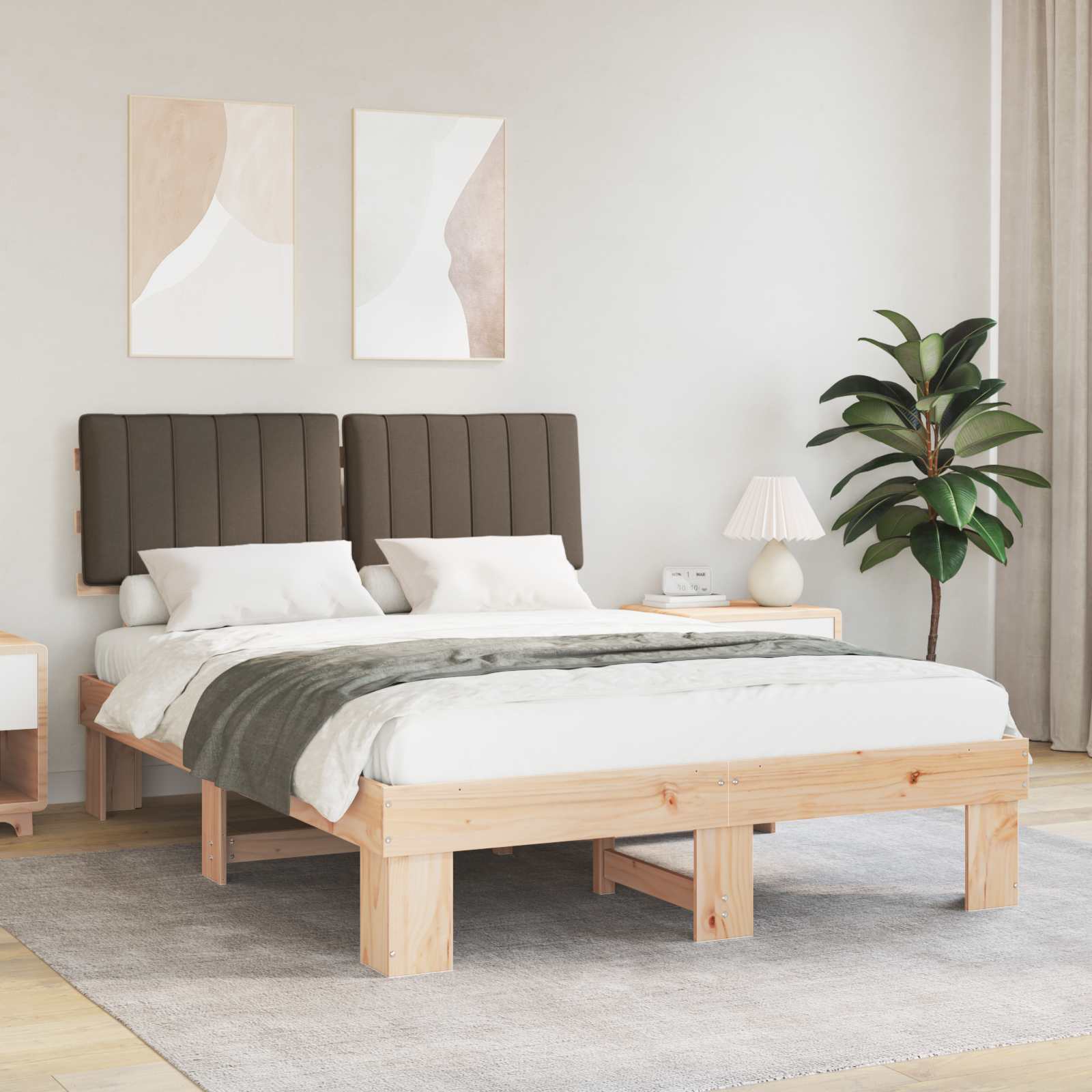 vidaXL Bedframe met Gevoerd Hoofdgedeelte Lichtgrijs 200 x 200 cm