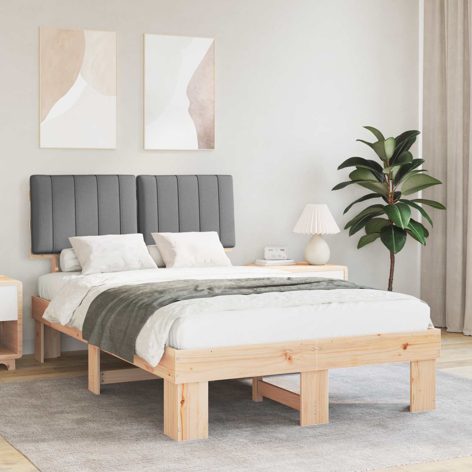 vidaXL Bedframe met Gevoerd Hoofdgedeelte Lichtgrijs 200 x 200 cm