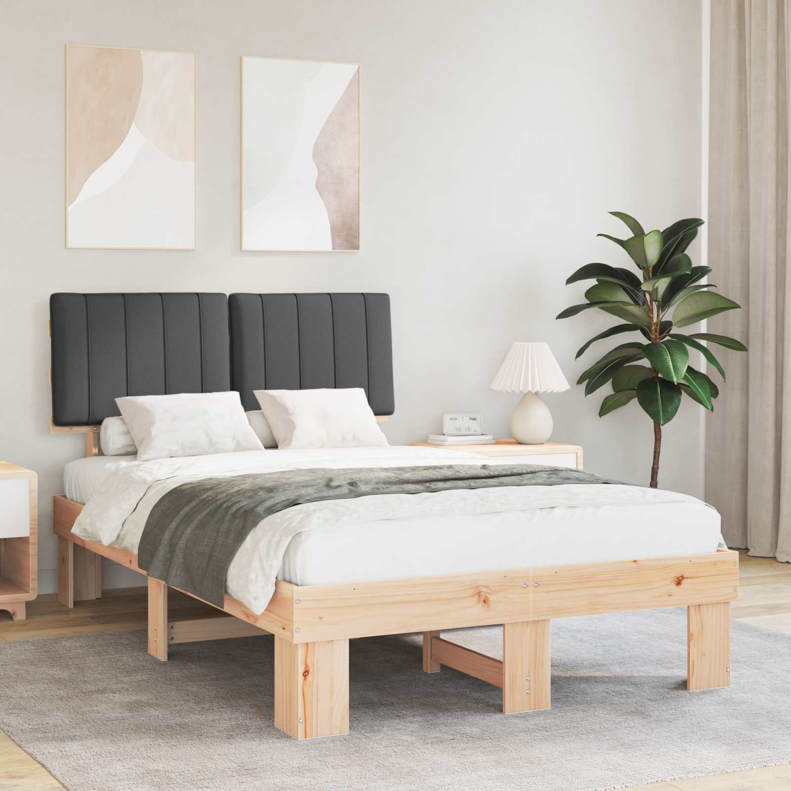 vidaXL Bedframe met Gevoerd Hoofdgedeelte Lichtgrijs 200 x 200 cm