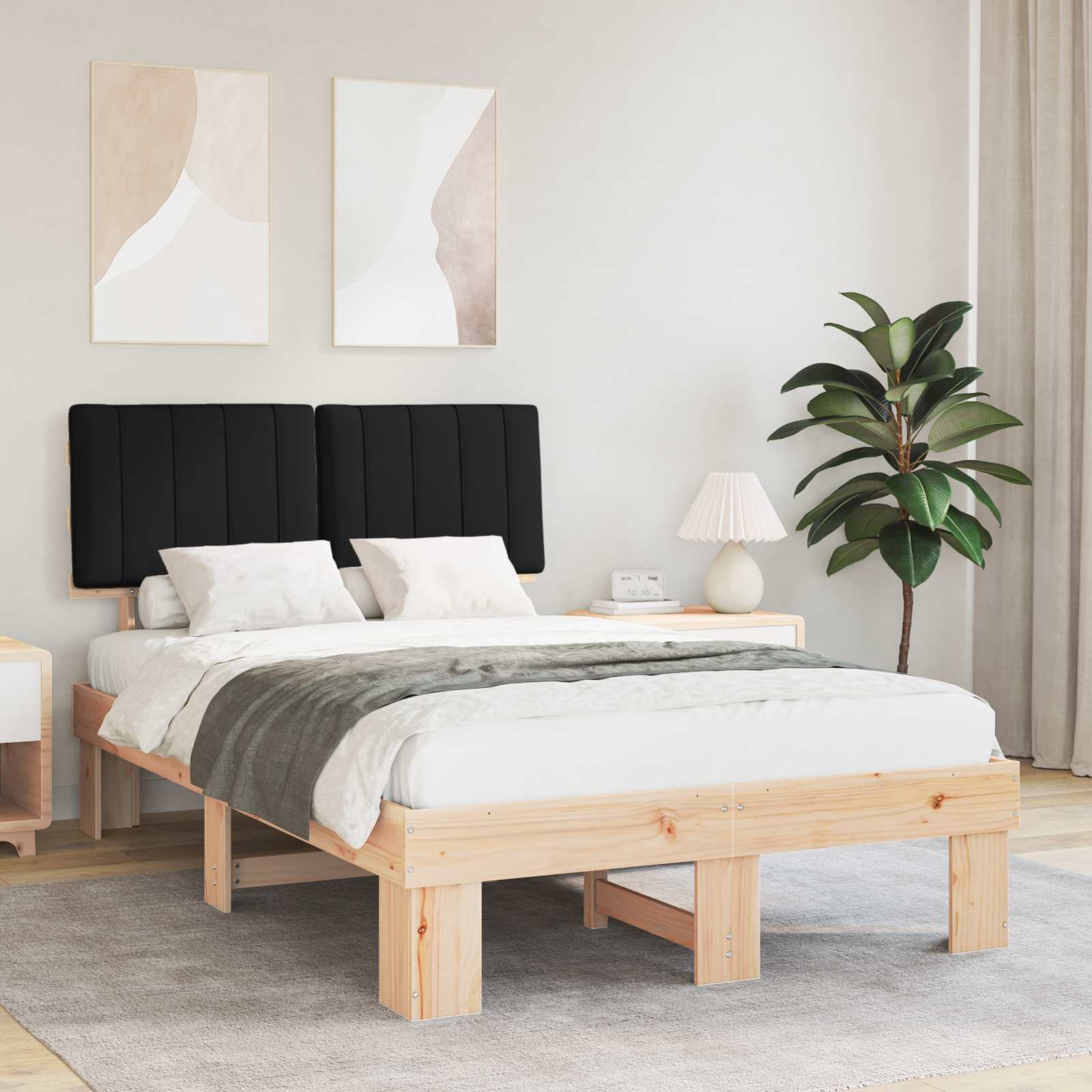 vidaXL Bedframe met Gevoerd Hoofdgedeelte Lichtgrijs 200 x 200 cm