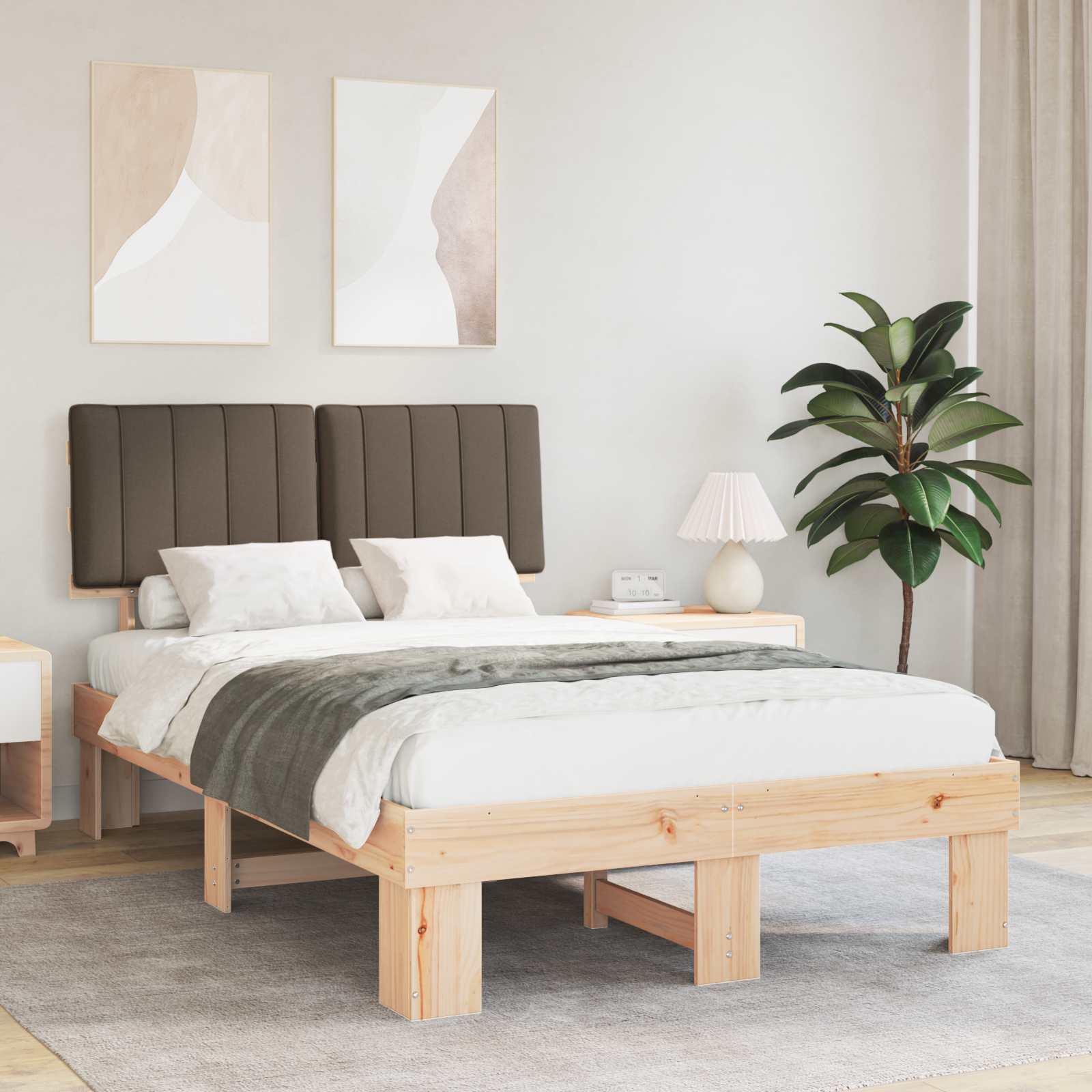vidaXL Bedframe met Gevoerd Hoofdgedeelte Lichtgrijs 200 x 200 cm