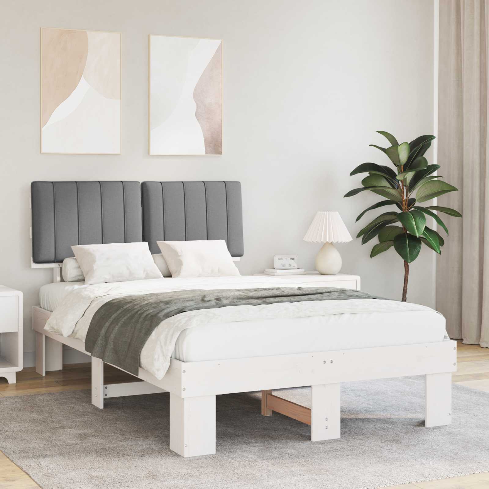 vidaXL Bedframe met Gevoerd Hoofdgedeelte Lichtgrijs 200 x 200 cm