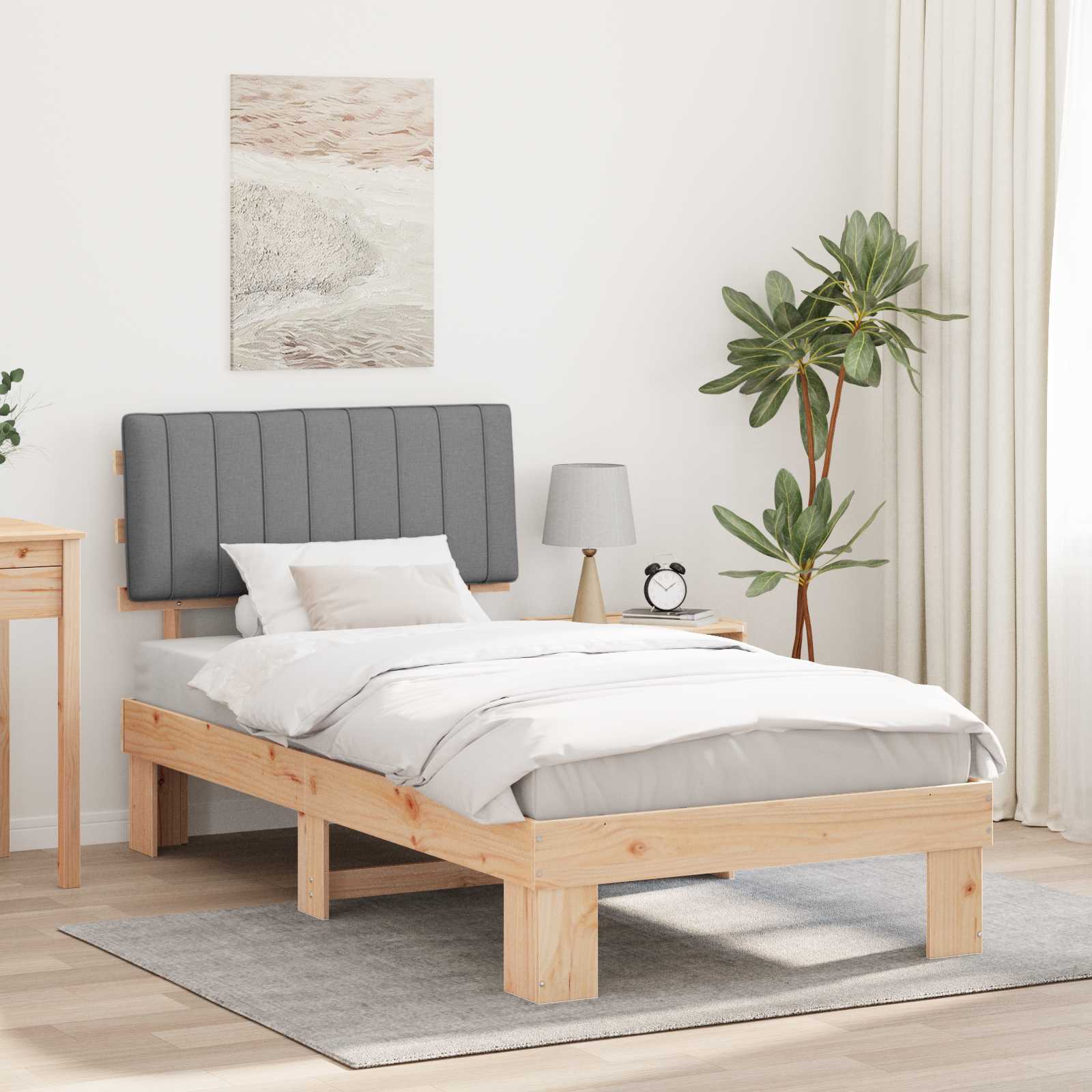 vidaXL Bedframe met Gevoerd Hoofdgedeelte Lichtgrijs 200 x 200 cm