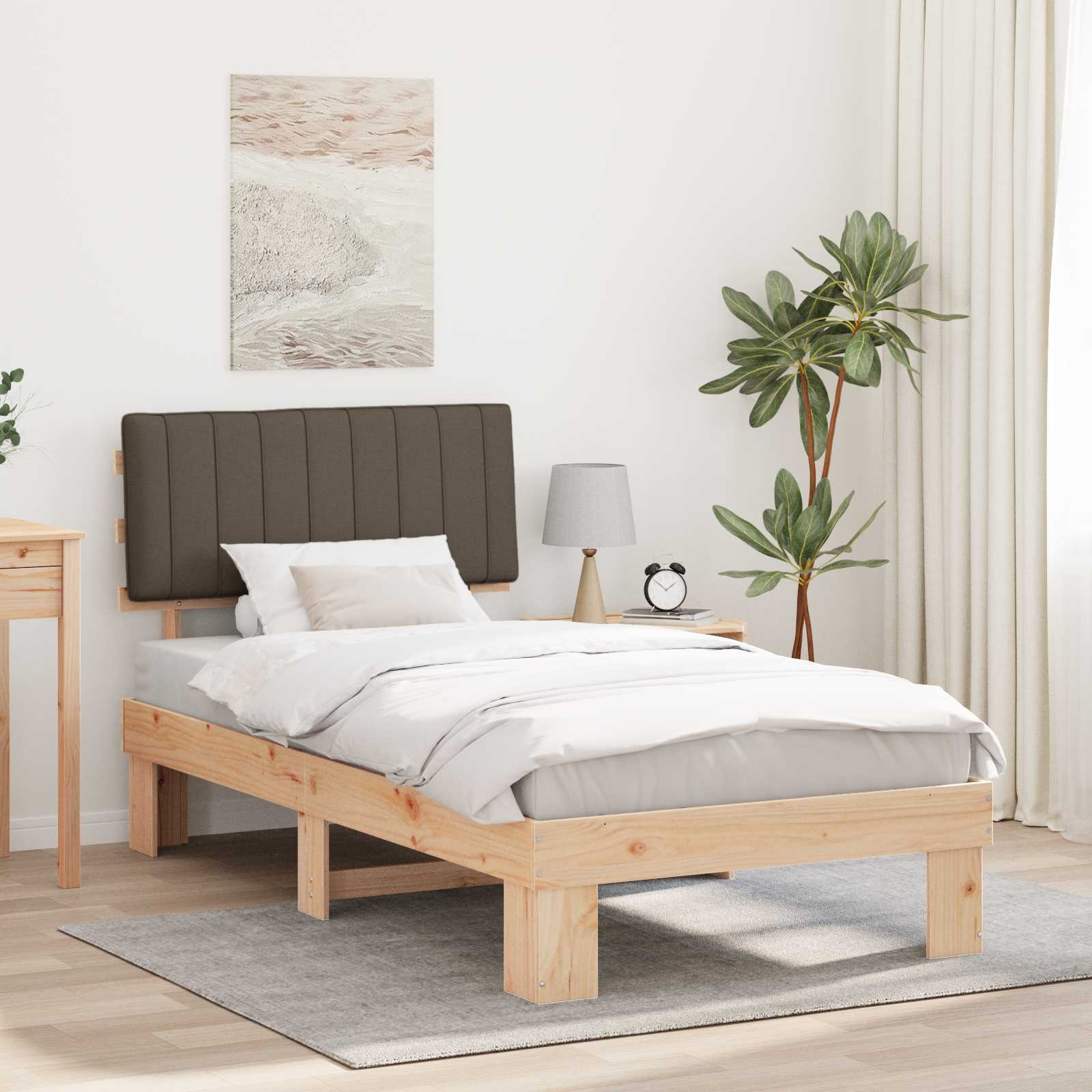 vidaXL Bedframe met Gevoerd Hoofdgedeelte Lichtgrijs 200 x 200 cm