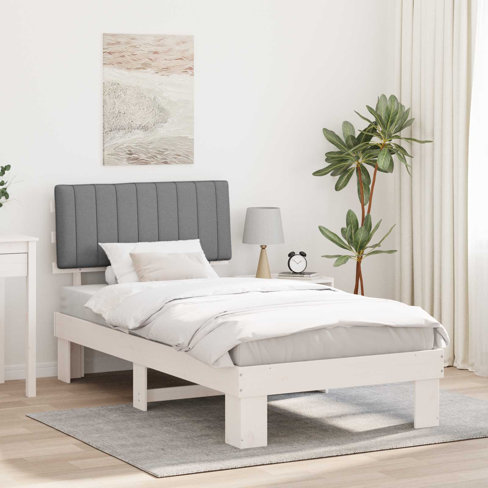 vidaXL Bedframe met Gevoerd Hoofdgedeelte Lichtgrijs 200 x 200 cm