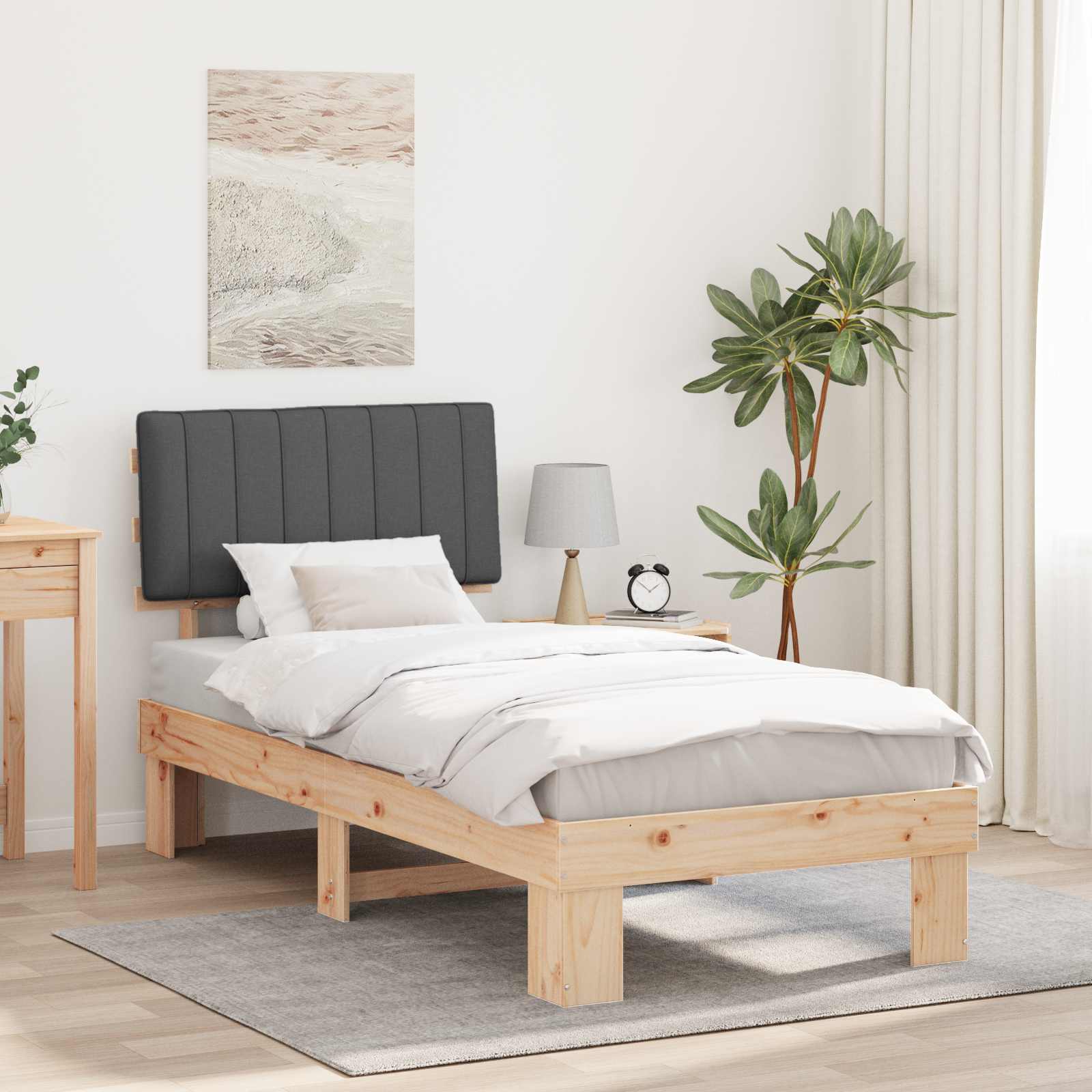vidaXL Bedframe met Gevoerd Hoofdgedeelte Lichtgrijs 200 x 200 cm