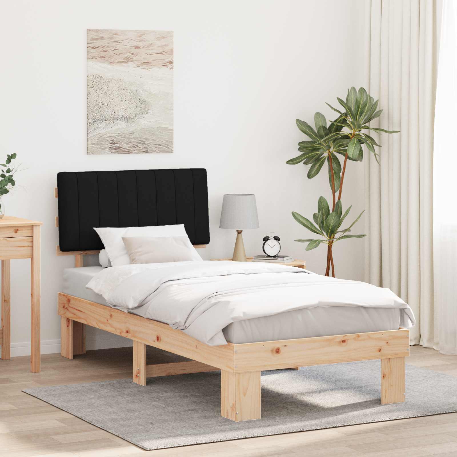 vidaXL Bedframe met Gevoerd Hoofdgedeelte Lichtgrijs 200 x 200 cm