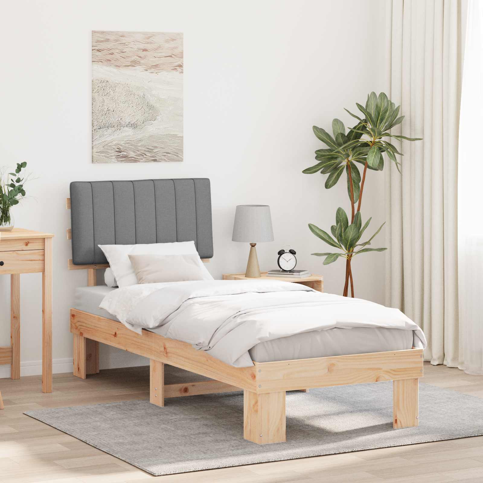 vidaXL Bedframe met Gevoerd Hoofdgedeelte Lichtgrijs 200 x 200 cm