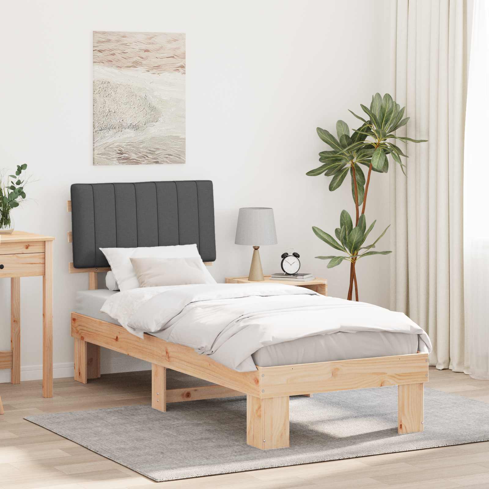 vidaXL Bedframe met Gevoerd Hoofdgedeelte Lichtgrijs 200 x 200 cm