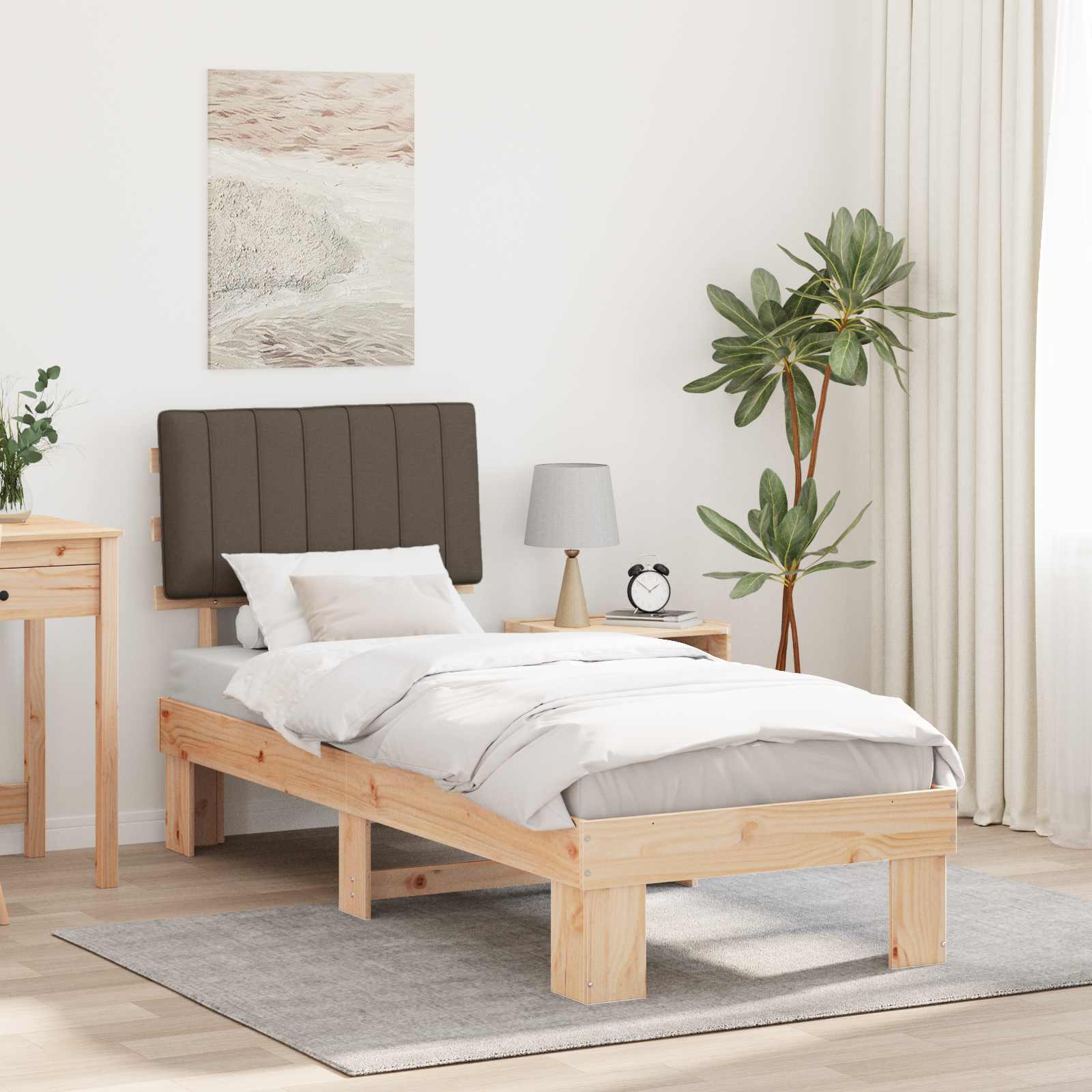 vidaXL Bedframe met Gevoerd Hoofdgedeelte Lichtgrijs 200 x 200 cm
