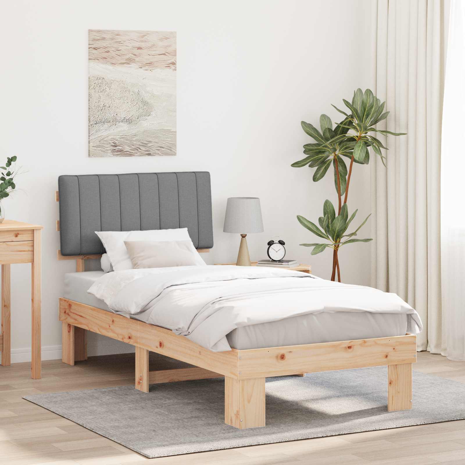 vidaXL Bedframe met Gevoerd Hoofdgedeelte Lichtgrijs 200 x 200 cm
