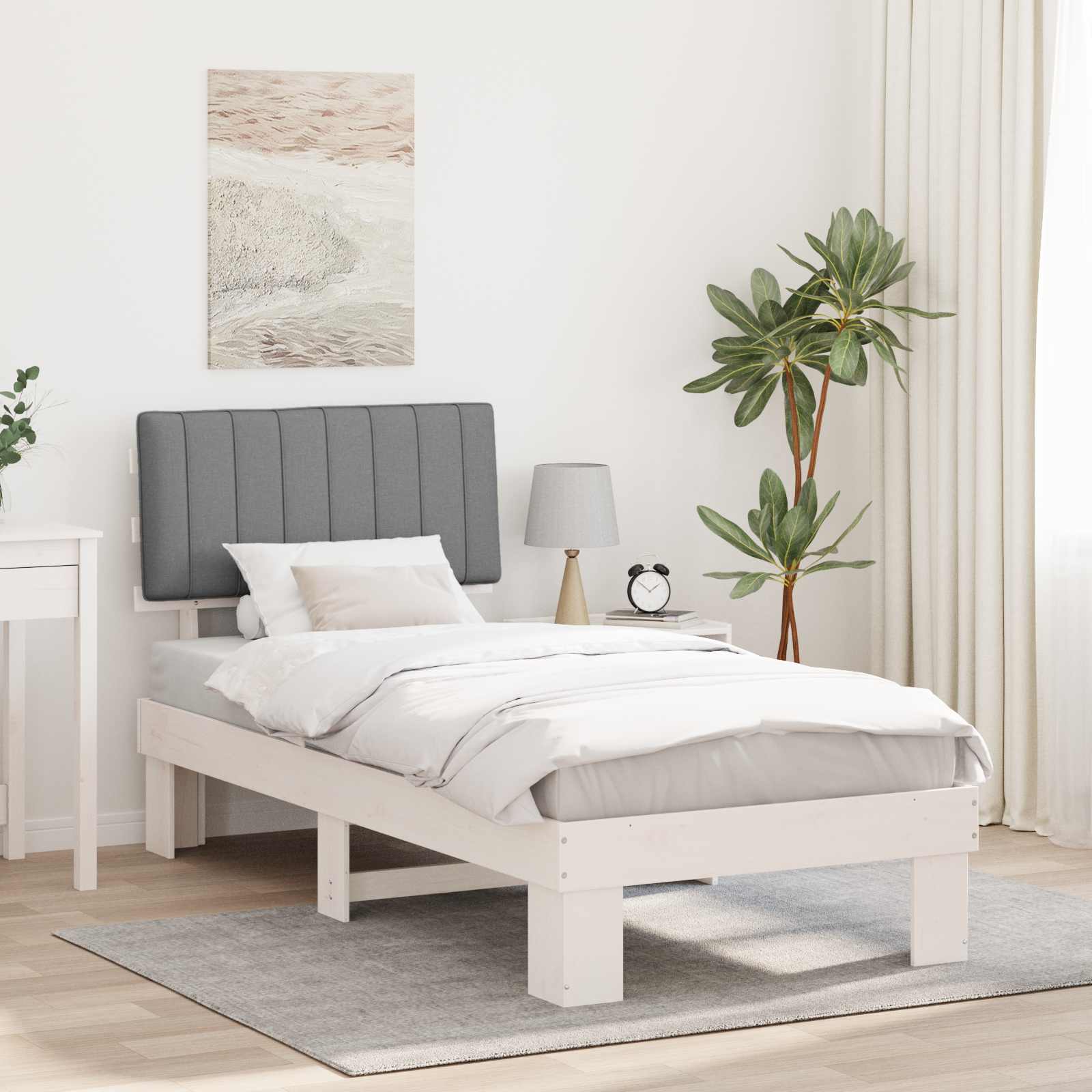 vidaXL Bedframe met Gevoerd Hoofdgedeelte Lichtgrijs 200 x 200 cm