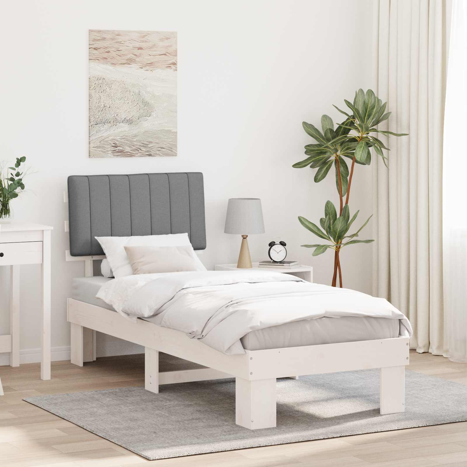 vidaXL Bedframe met Gevoerd Hoofdgedeelte Lichtgrijs 200 x 200 cm
