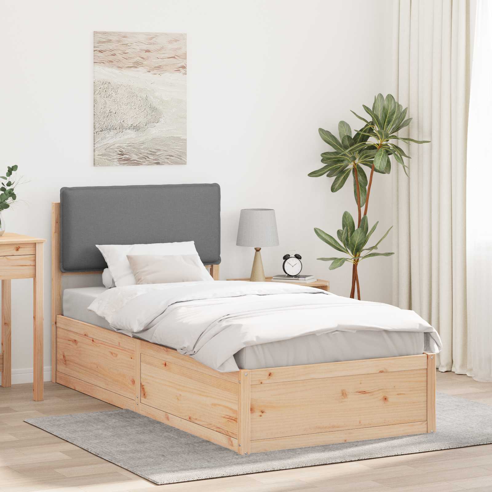 vidaXL Bedframe met Gevoerd Hoofdgedeelte Lichtgrijs 200 x 200 cm