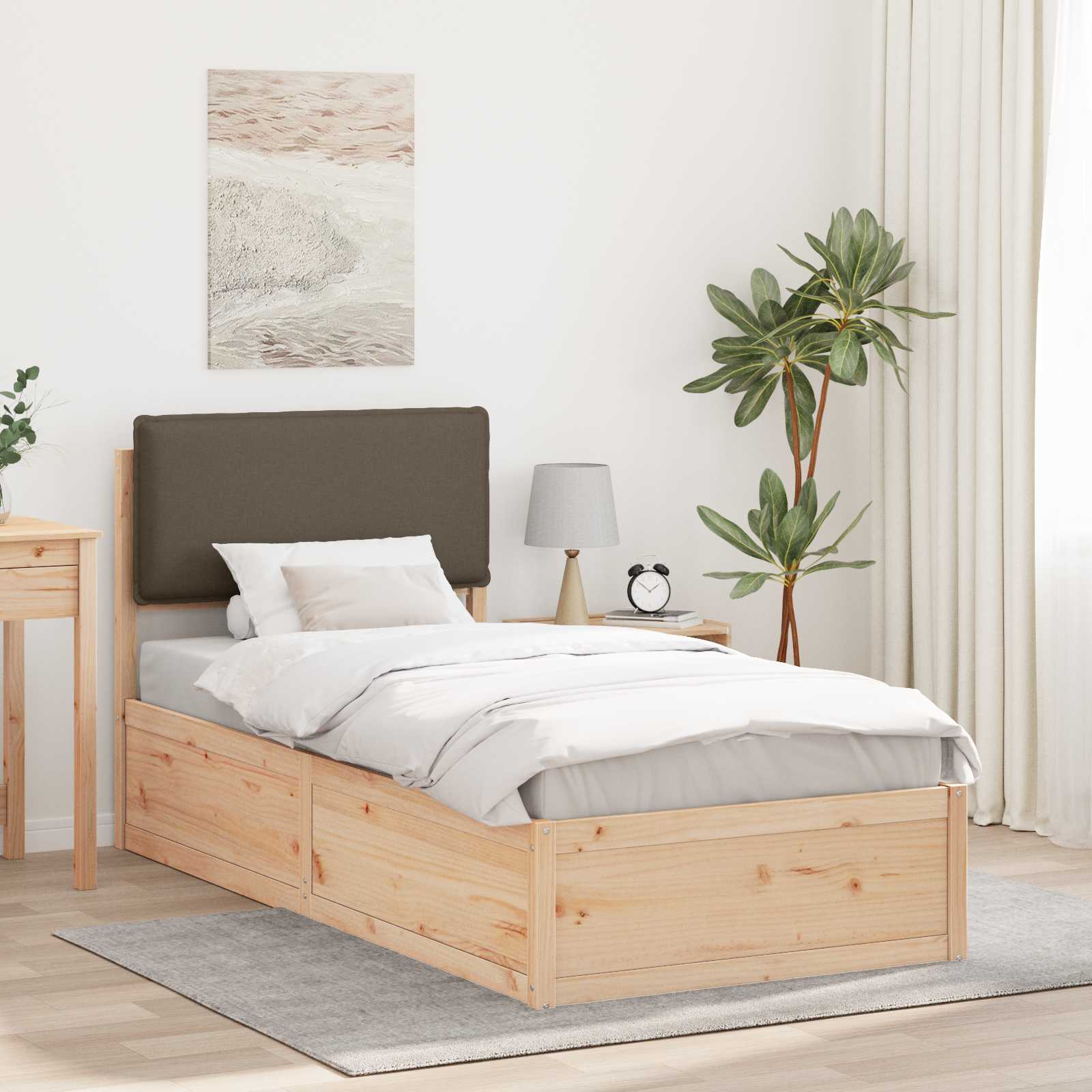 vidaXL Bedframe met Gevoerd Hoofdgedeelte Lichtgrijs 200 x 200 cm