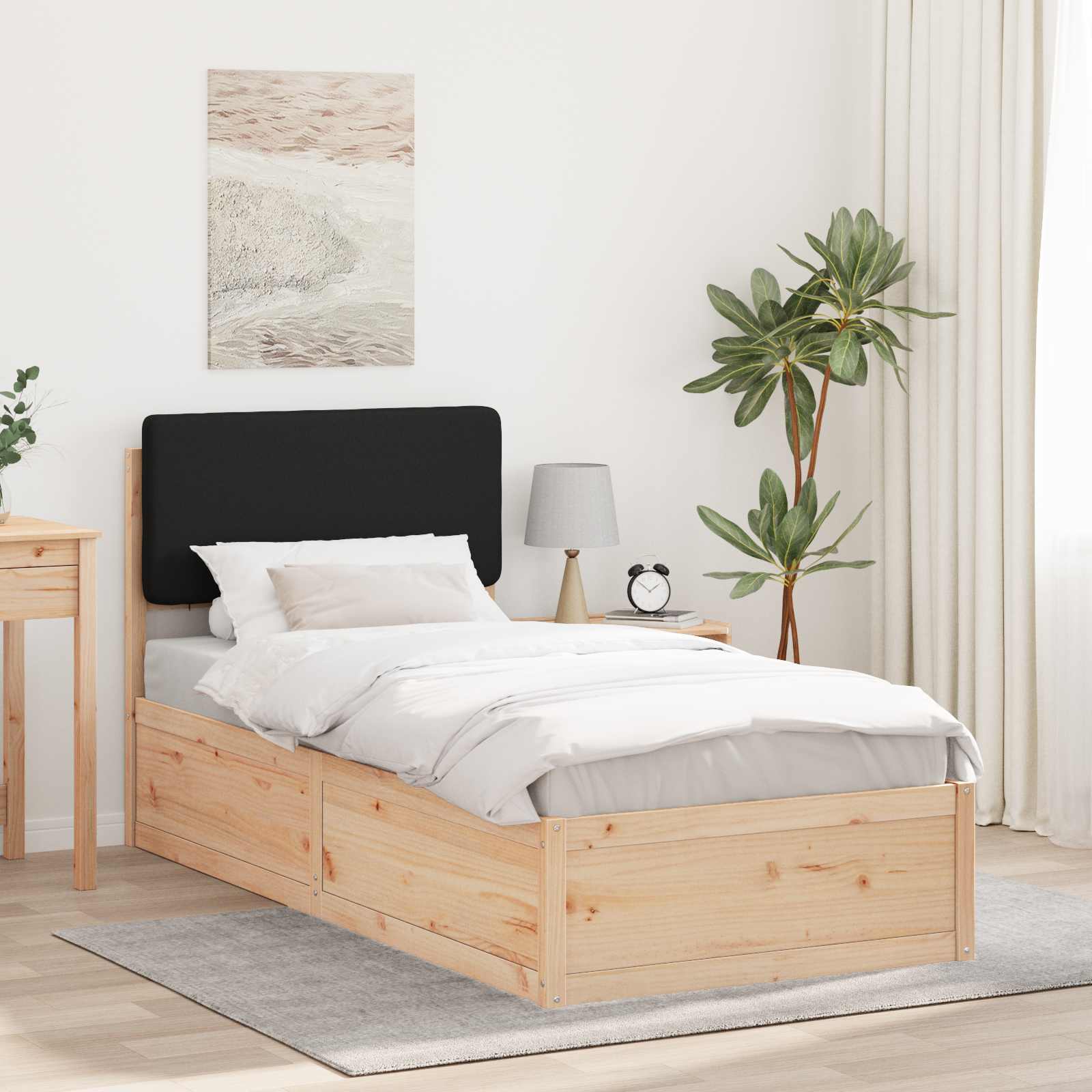 vidaXL Bedframe met Gevoerd Hoofdgedeelte Lichtgrijs 200 x 200 cm