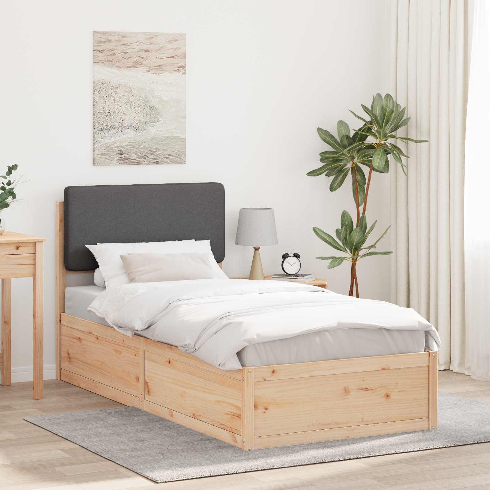 vidaXL Bedframe met Gevoerd Hoofdgedeelte Lichtgrijs 200 x 200 cm