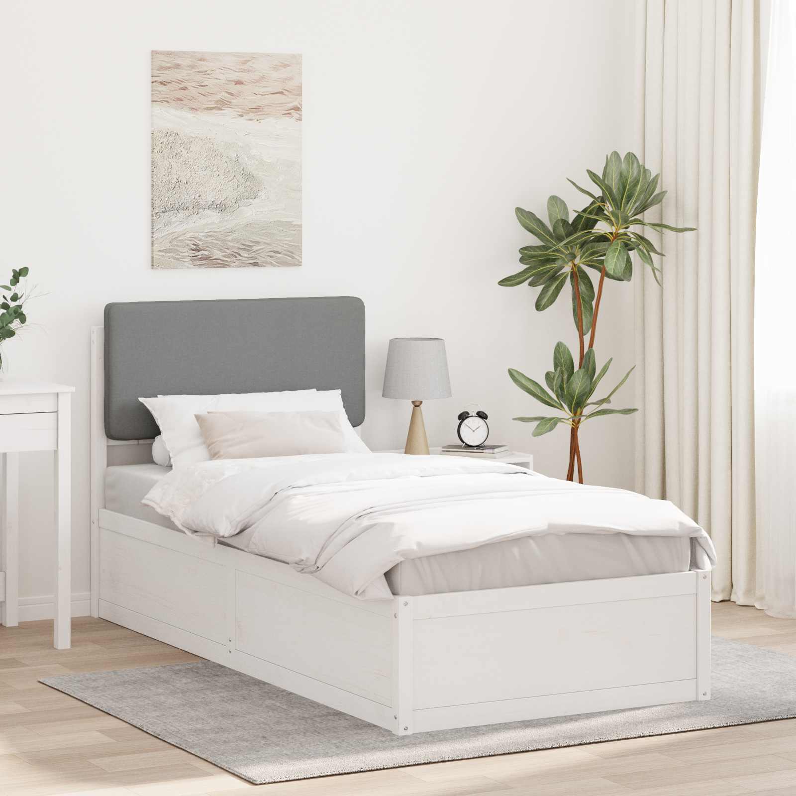 vidaXL Bedframe met Gevoerd Hoofdgedeelte Lichtgrijs 200 x 200 cm