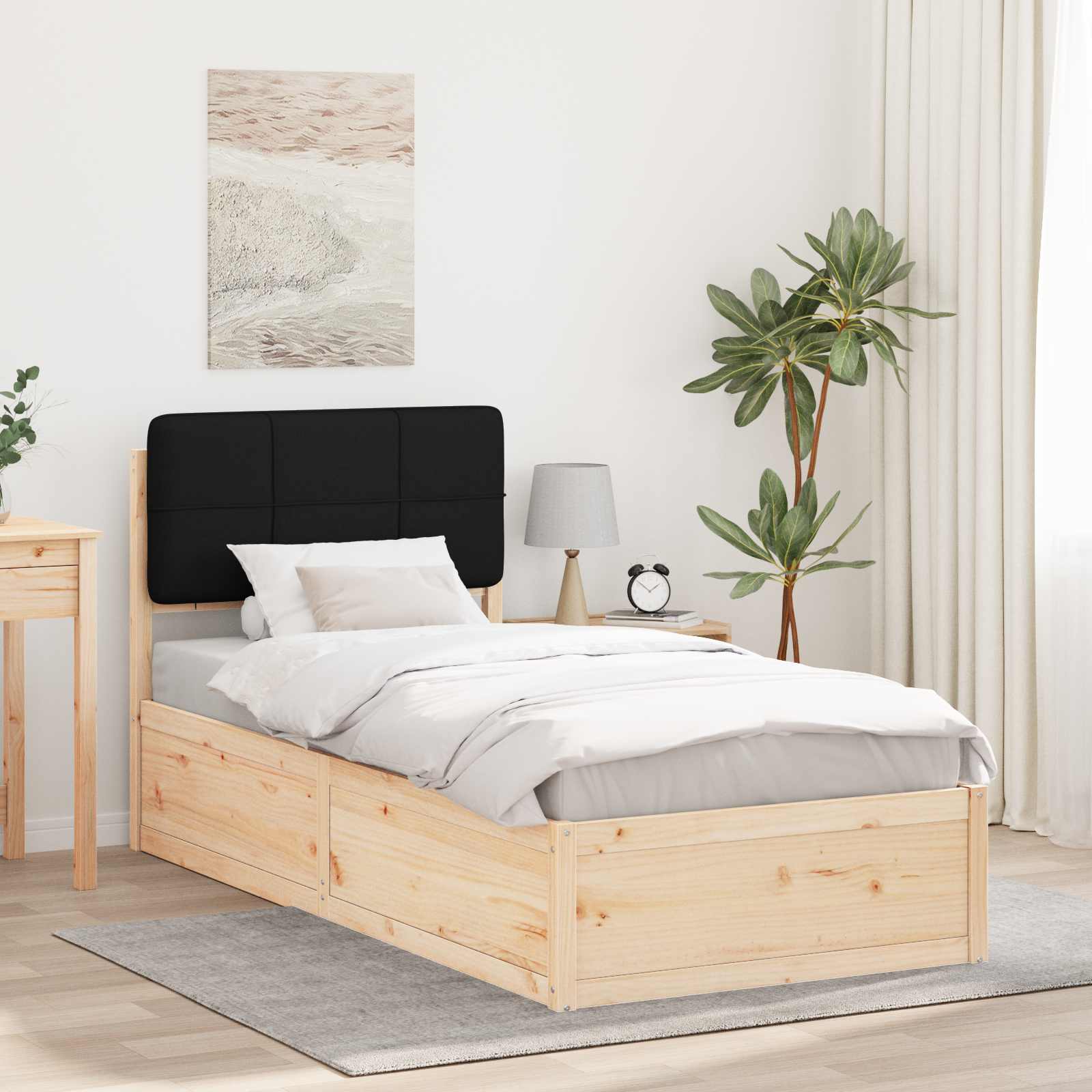 vidaXL Bedframe met Gevoerd Hoofdgedeelte Lichtgrijs 200 x 200 cm