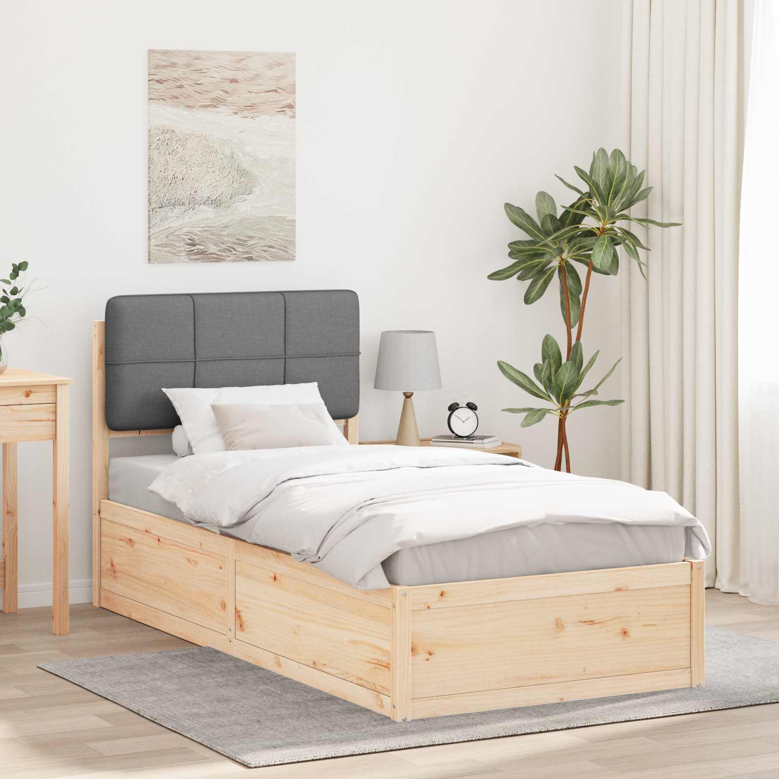 vidaXL Bedframe met Gevoerd Hoofdgedeelte Lichtgrijs 200 x 200 cm