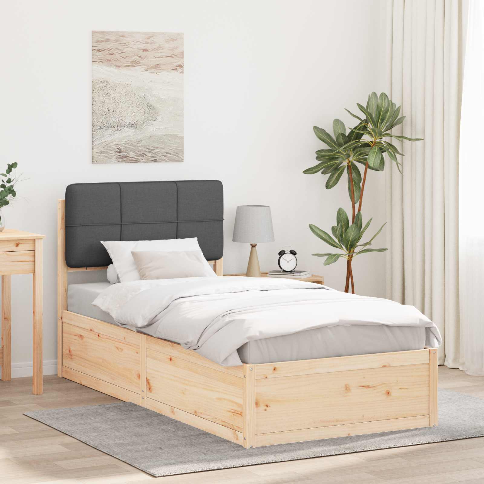 vidaXL Bedframe met Gevoerd Hoofdgedeelte Lichtgrijs 200 x 200 cm