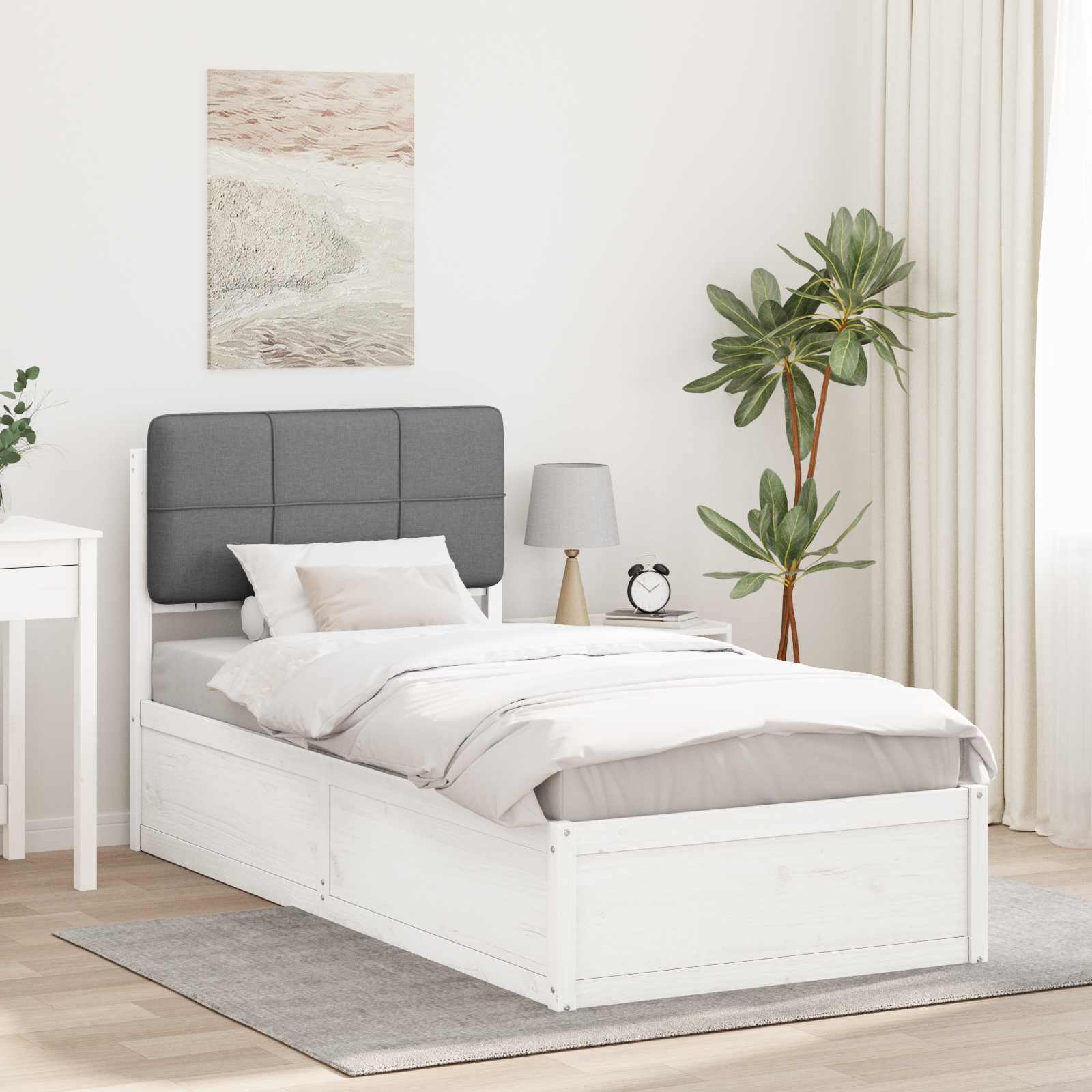 vidaXL Bedframe met Gevoerd Hoofdgedeelte Lichtgrijs 200 x 200 cm