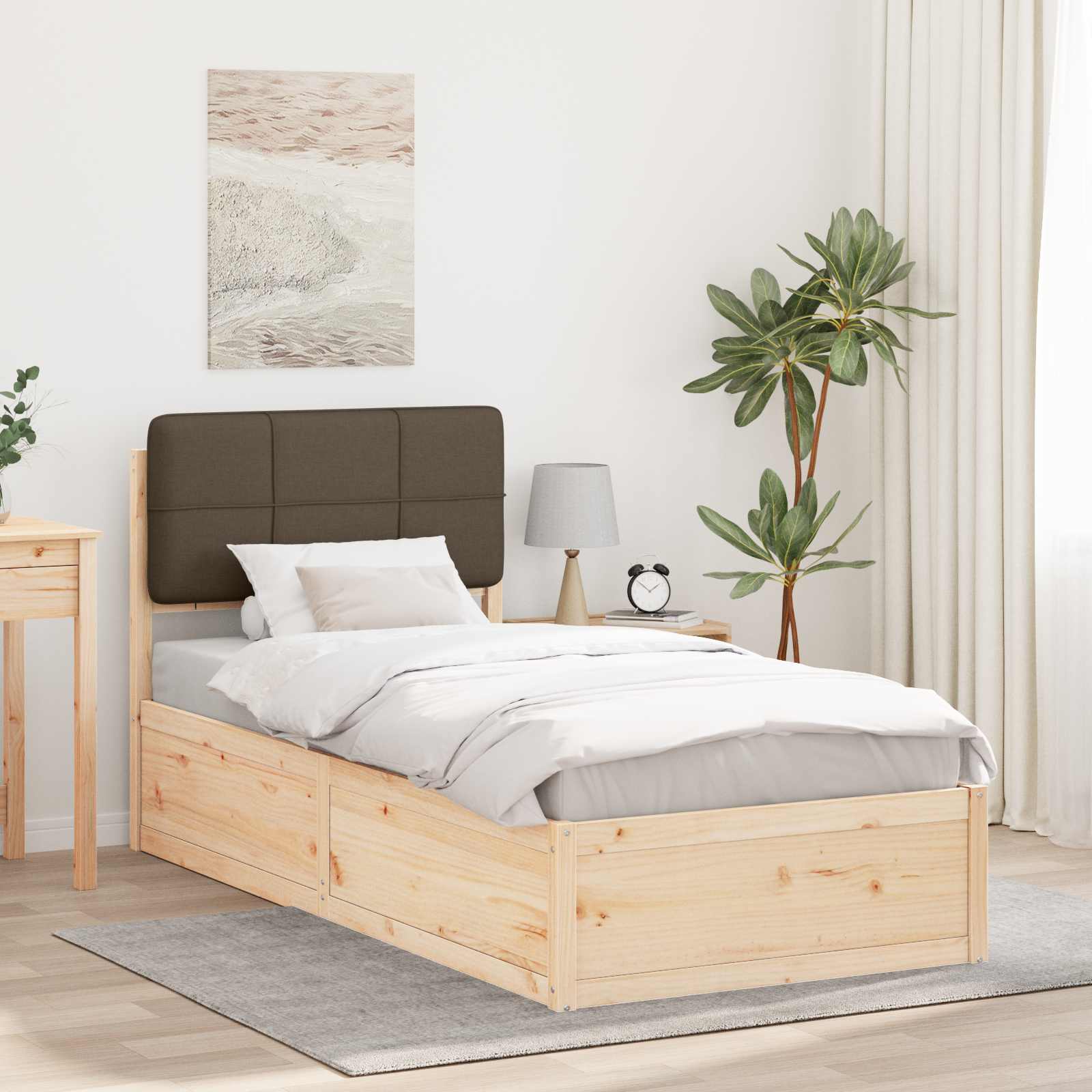 vidaXL Bedframe met Gevoerd Hoofdgedeelte Lichtgrijs 200 x 200 cm