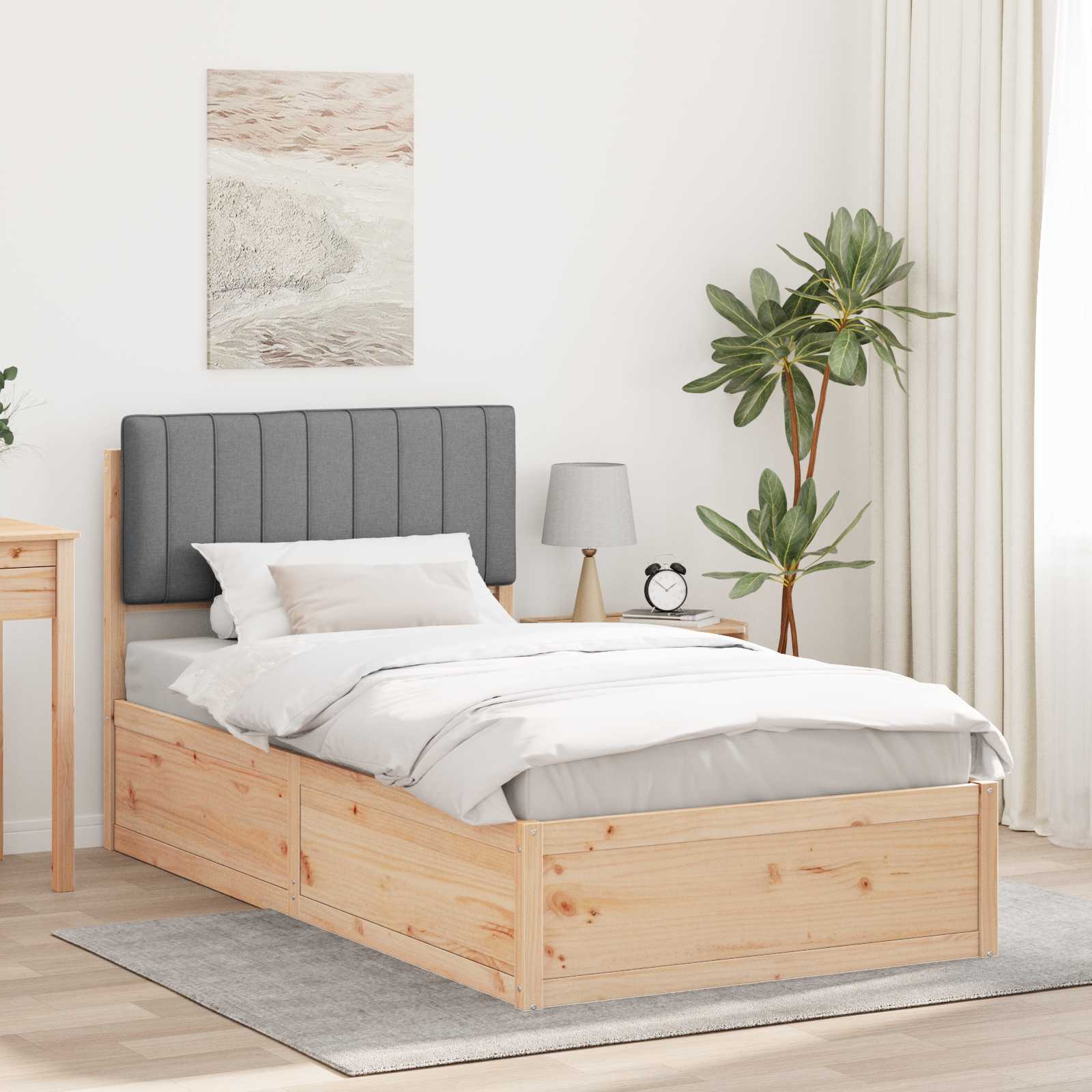 vidaXL Bedframe met Gevoerd Hoofdgedeelte Lichtgrijs 200 x 200 cm
