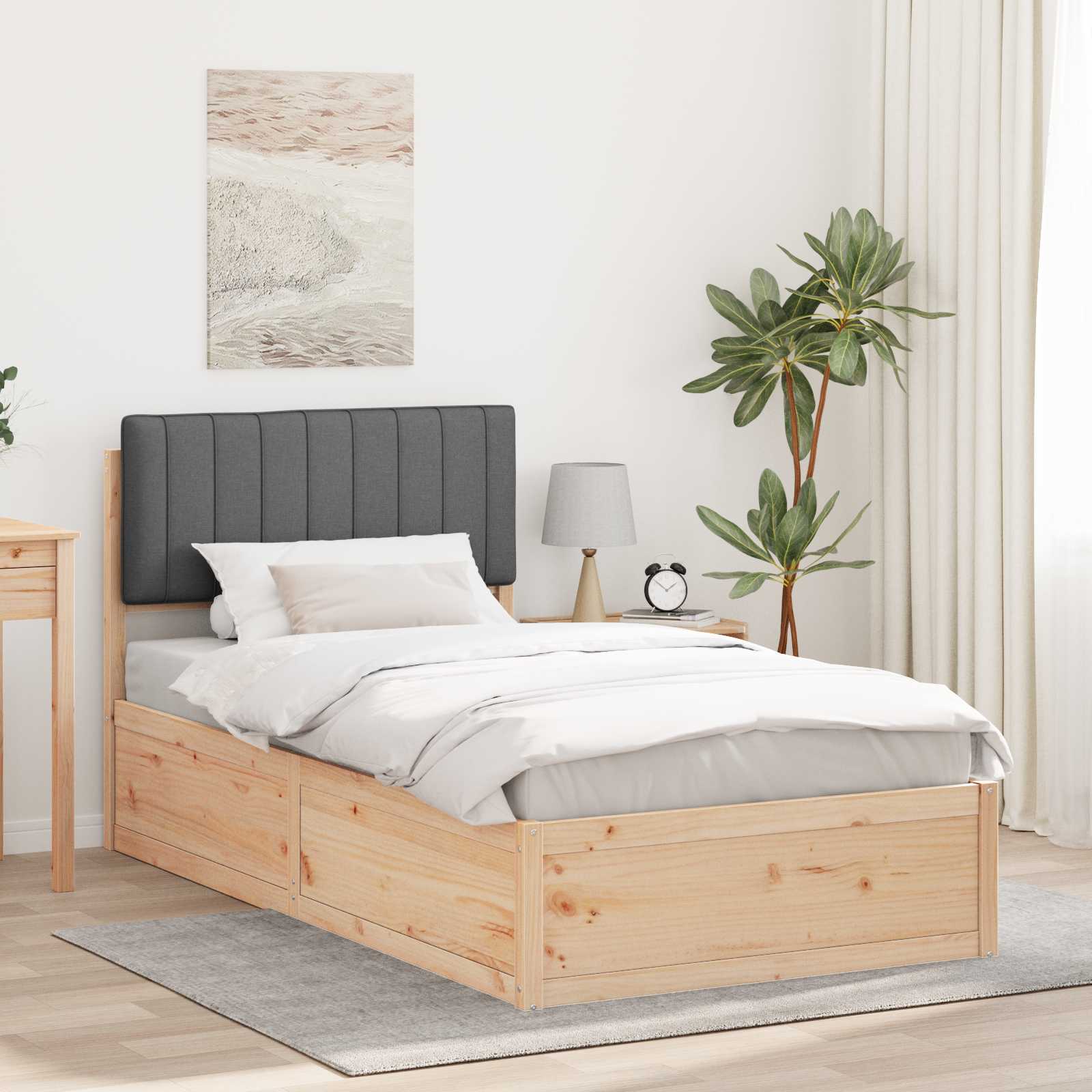vidaXL Bedframe met Gevoerd Hoofdgedeelte Lichtgrijs 200 x 200 cm