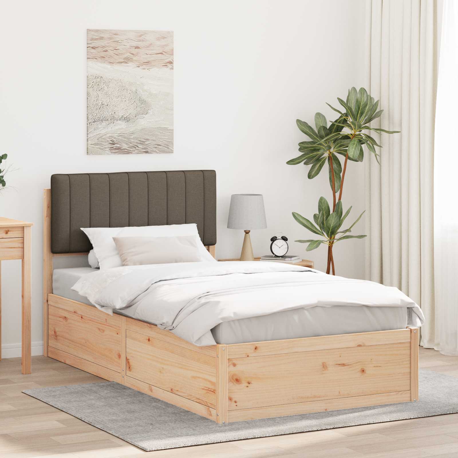 vidaXL Bedframe met Gevoerd Hoofdgedeelte Lichtgrijs 200 x 200 cm