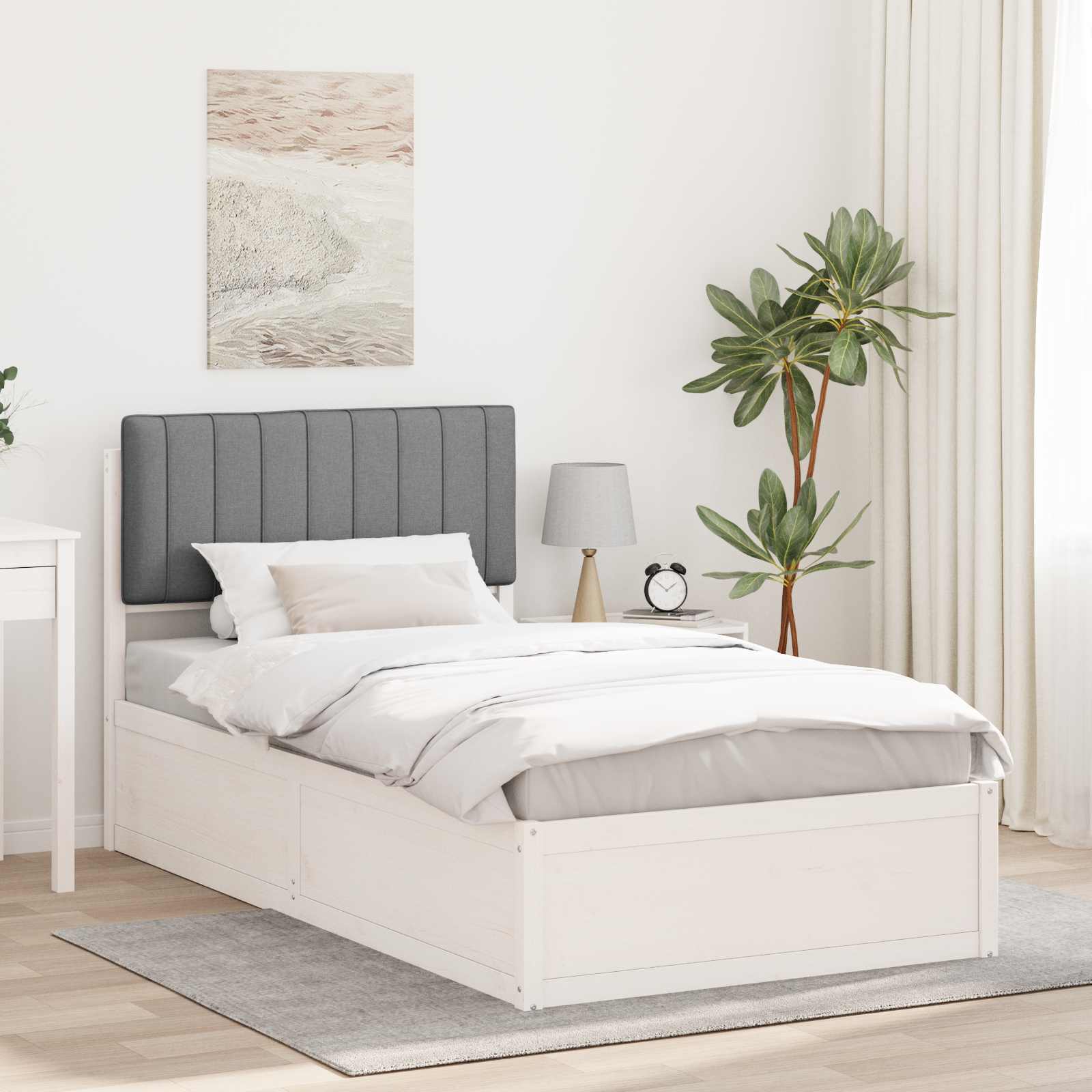 vidaXL Bedframe met Gevoerd Hoofdgedeelte Lichtgrijs 200 x 200 cm