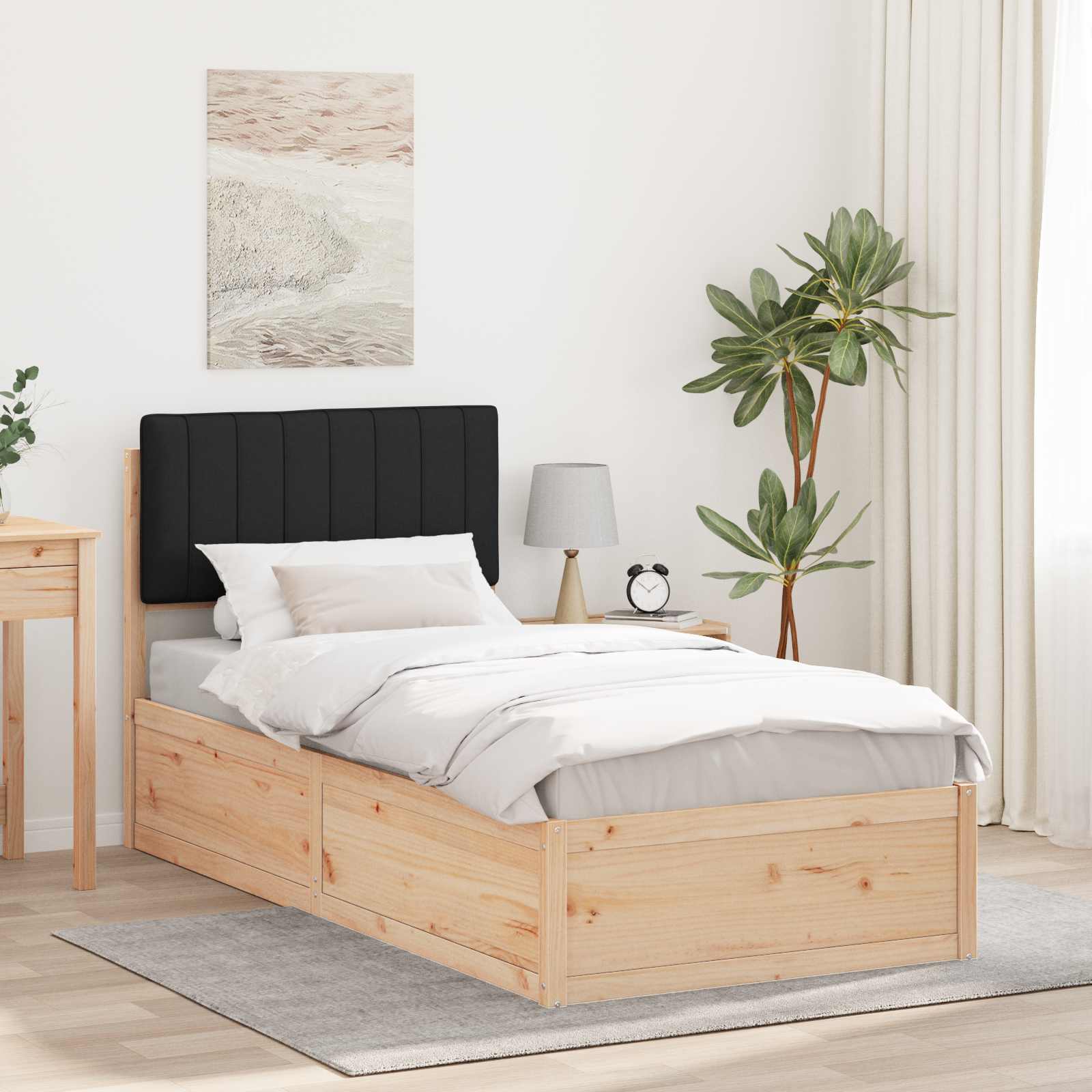 vidaXL Bedframe met Gevoerd Hoofdgedeelte Lichtgrijs 200 x 200 cm