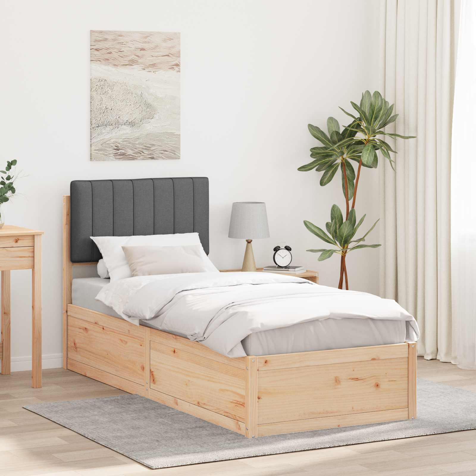 vidaXL Bedframe met Gevoerd Hoofdgedeelte Lichtgrijs 200 x 200 cm