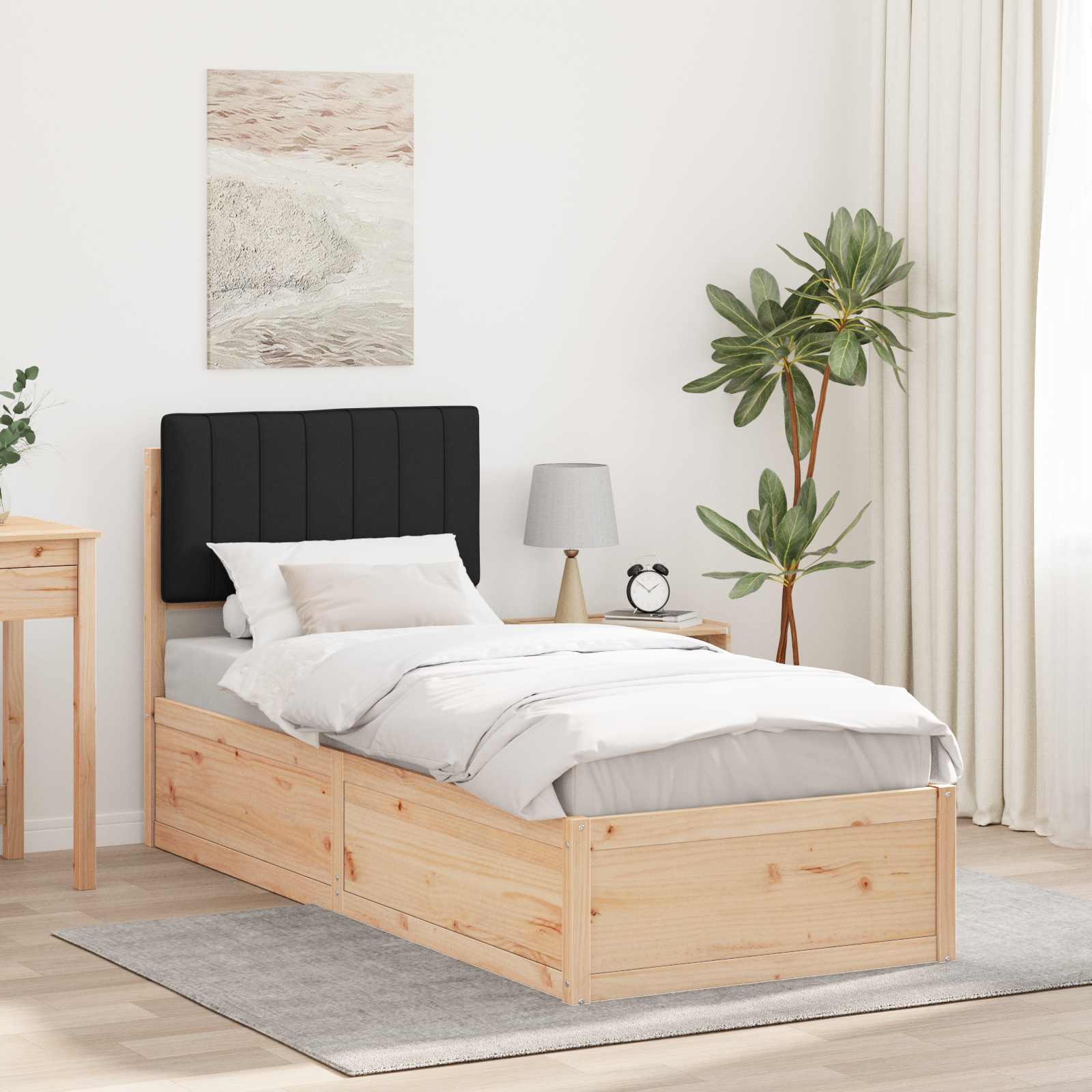 vidaXL Bedframe met Gevoerd Hoofdgedeelte Lichtgrijs 200 x 200 cm
