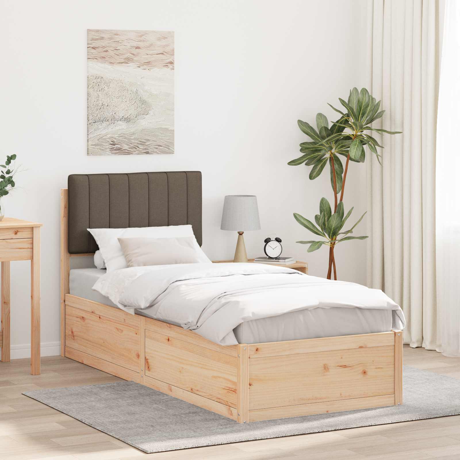vidaXL Bedframe met Gevoerd Hoofdgedeelte Lichtgrijs 200 x 200 cm