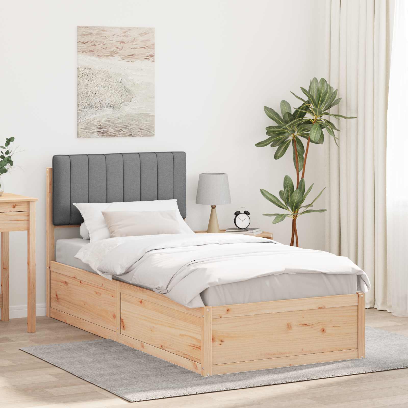 vidaXL Bedframe met Gevoerd Hoofdgedeelte Lichtgrijs 200 x 200 cm