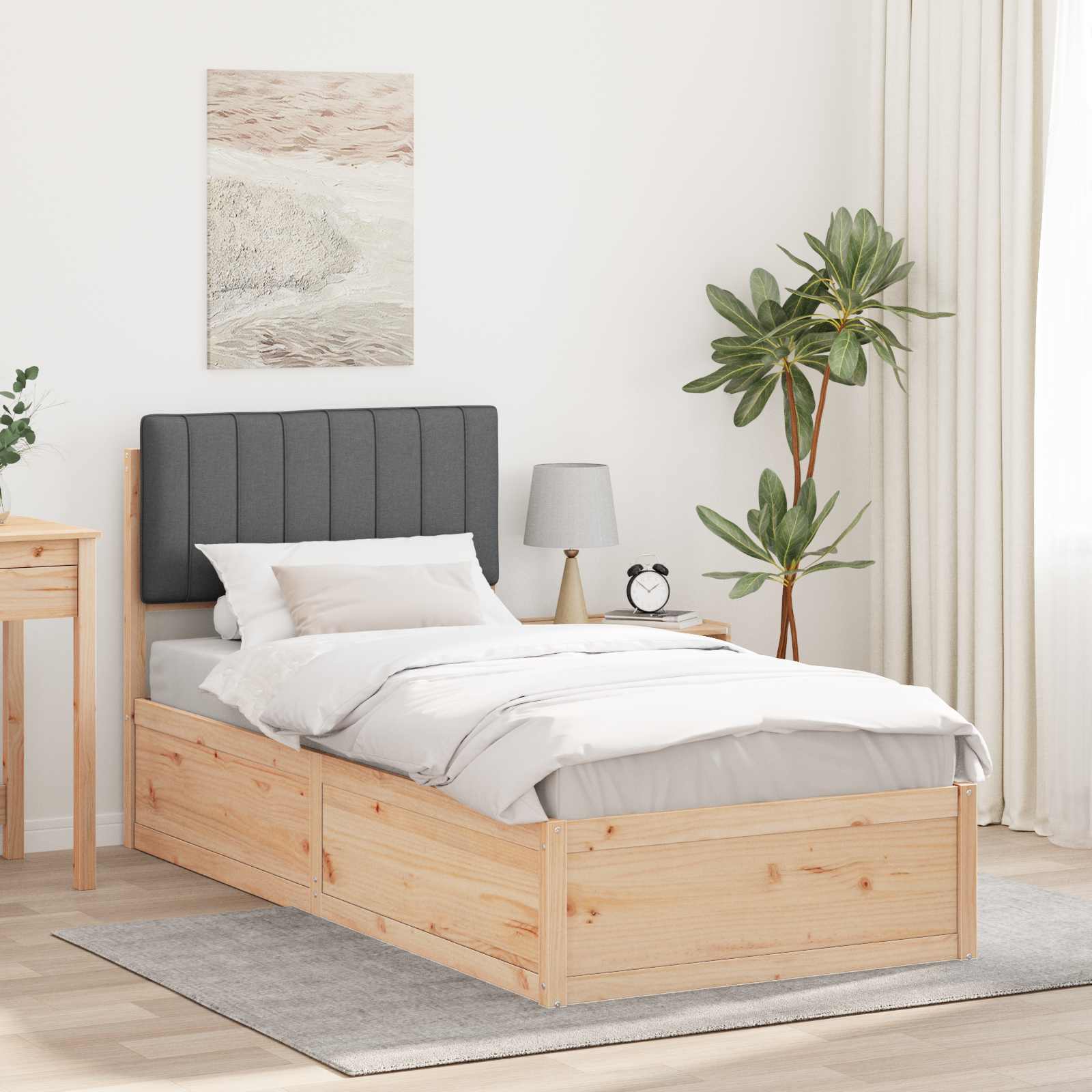 vidaXL Bedframe met Gevoerd Hoofdgedeelte Lichtgrijs 200 x 200 cm