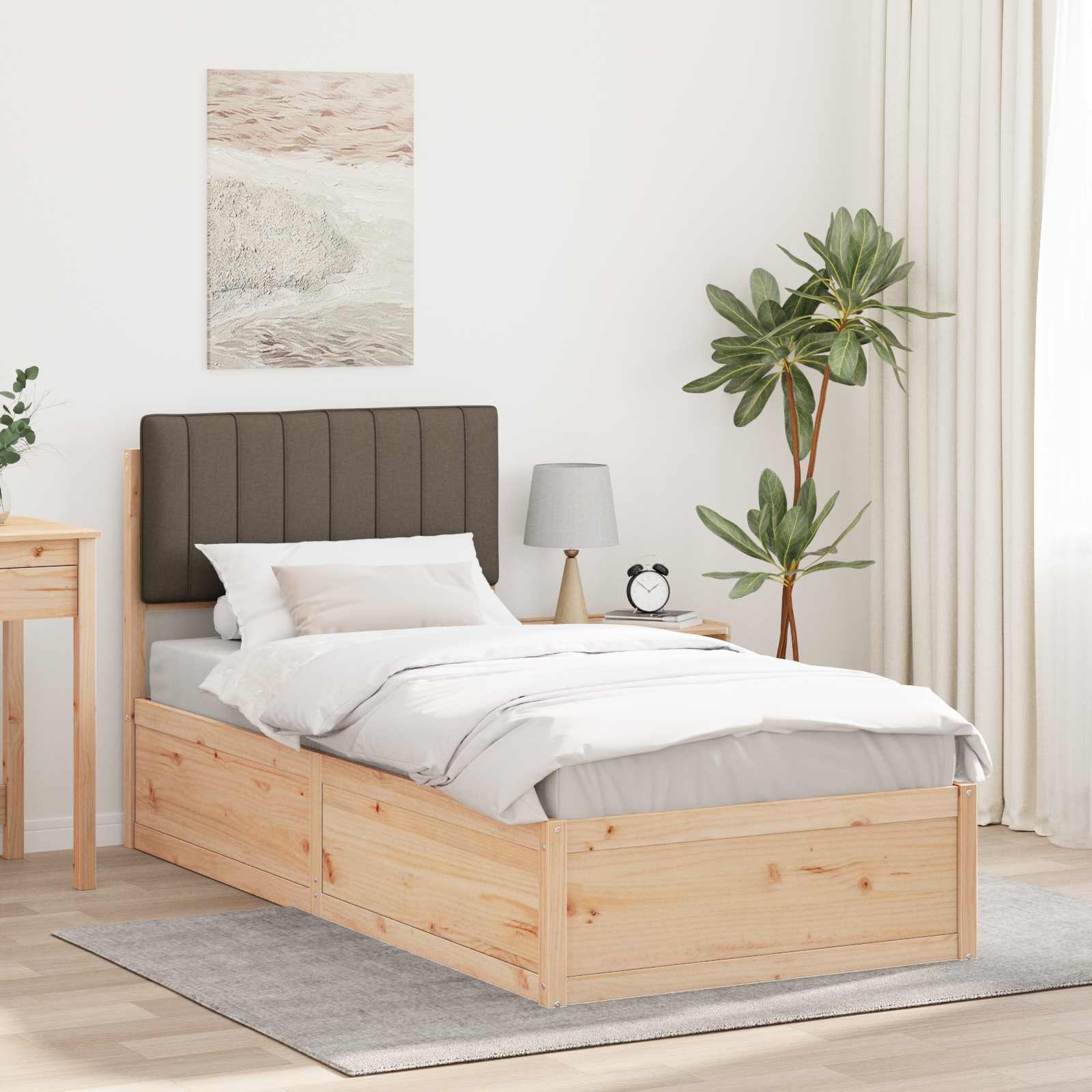 vidaXL Bedframe met Gevoerd Hoofdgedeelte Lichtgrijs 200 x 200 cm