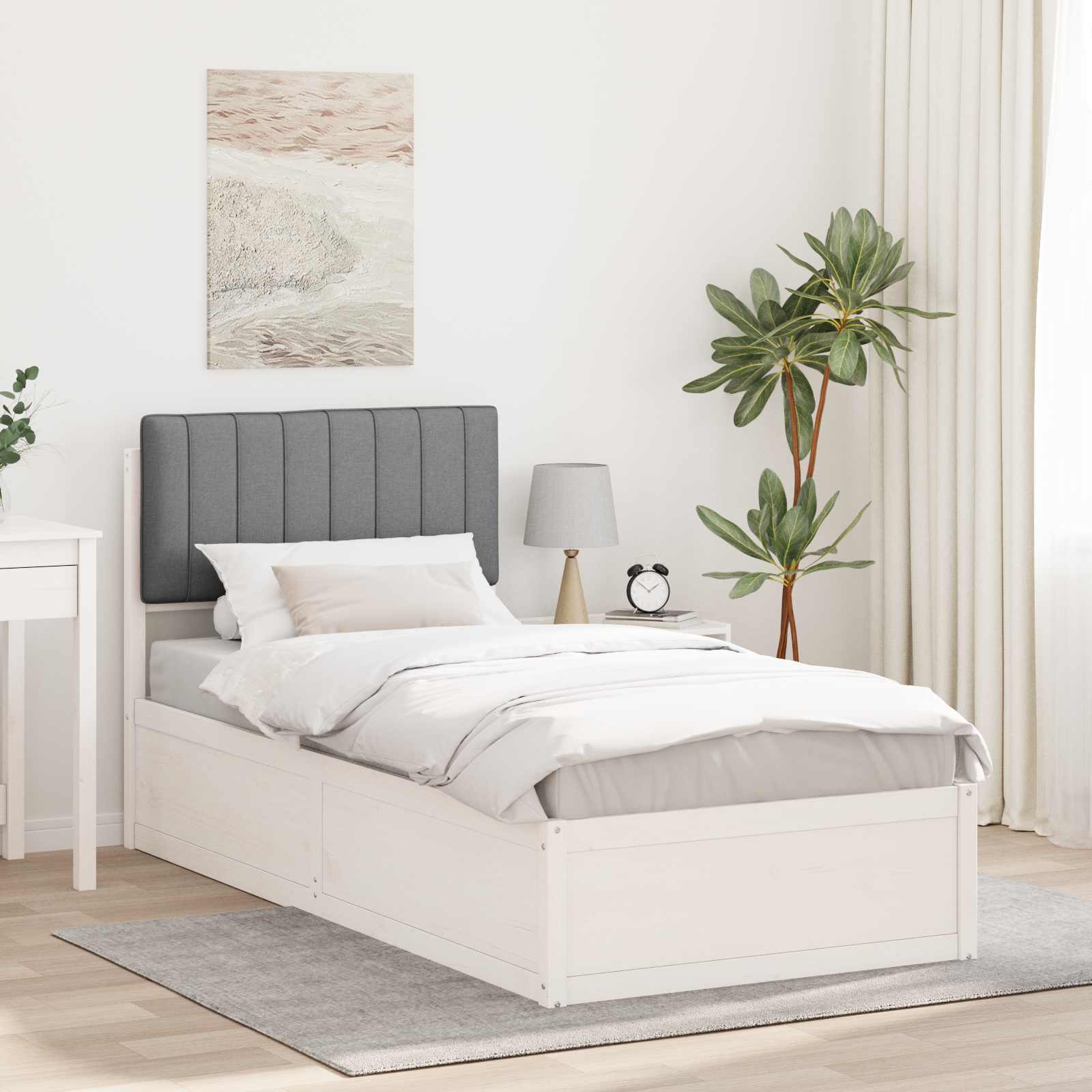 vidaXL Bedframe met Gevoerd Hoofdgedeelte Lichtgrijs 200 x 200 cm