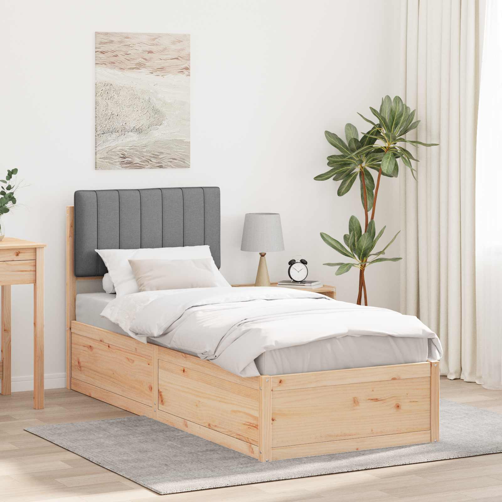 vidaXL Bedframe met Gevoerd Hoofdgedeelte Lichtgrijs 200 x 200 cm