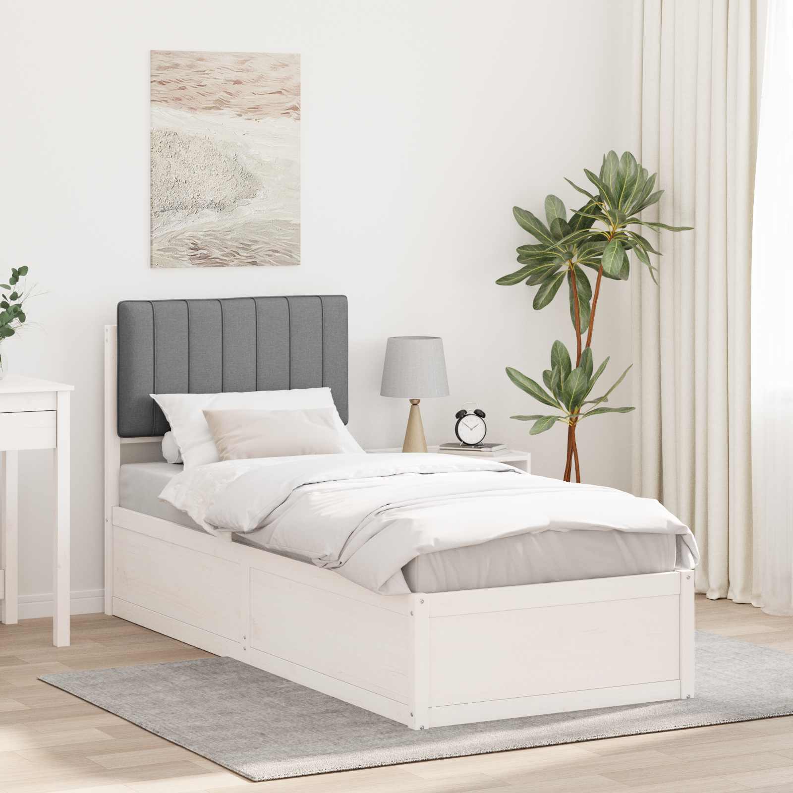 vidaXL Bedframe met Gevoerd Hoofdgedeelte Lichtgrijs 200 x 200 cm