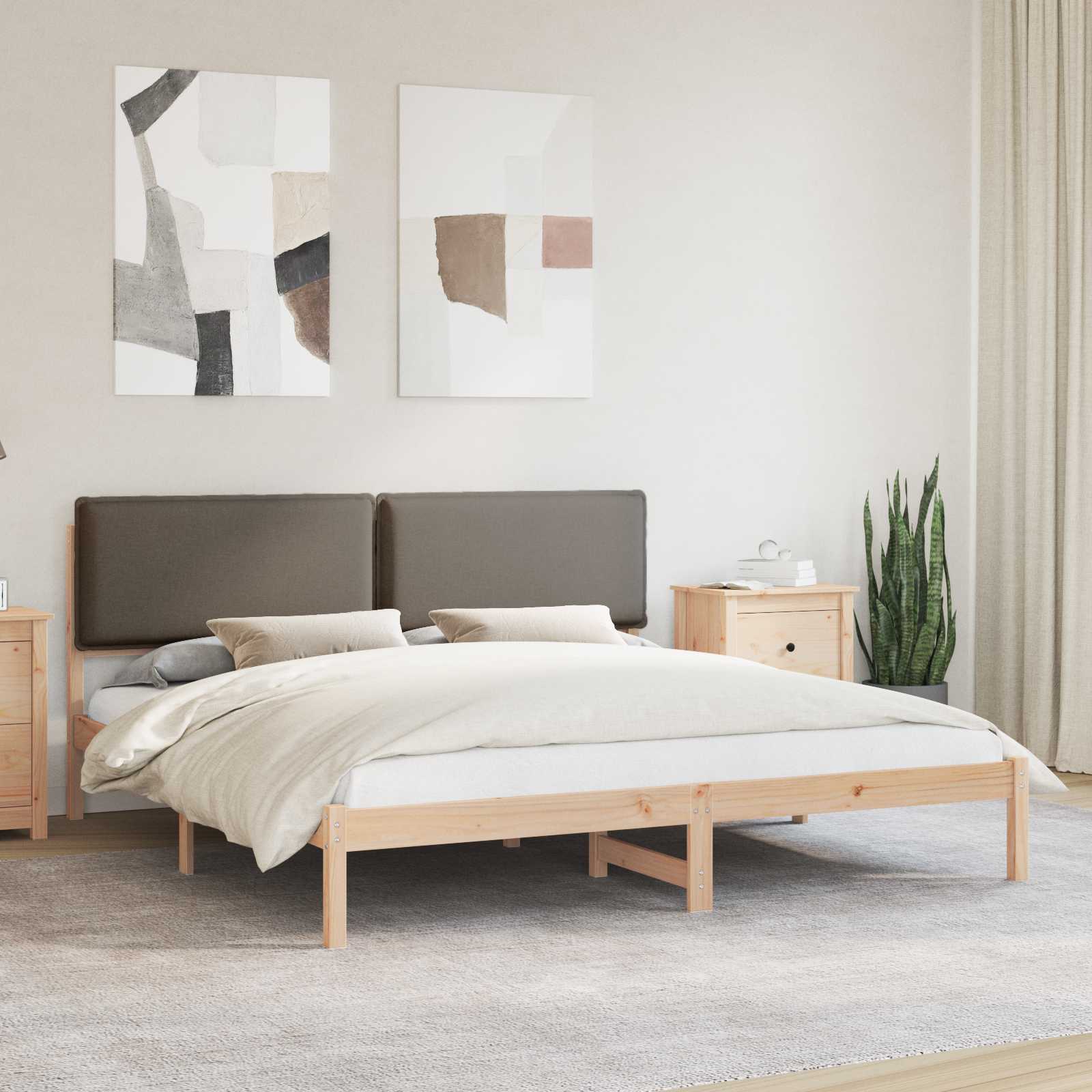 vidaXL Bedframe met Gevoerd Hoofdgedeelte Lichtgrijs 180 x 200 cm