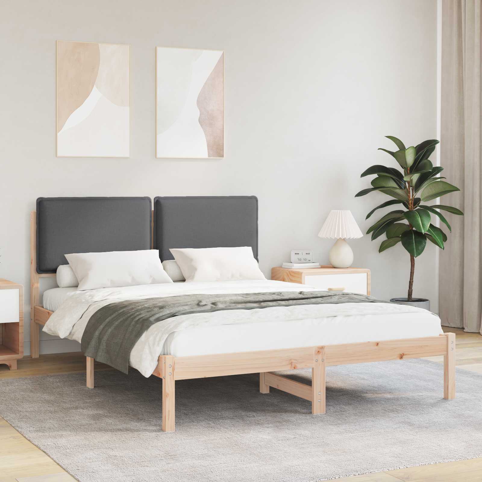 vidaXL Bedframe met Gevoerd Hoofdgedeelte Lichtgrijs 180 x 200 cm