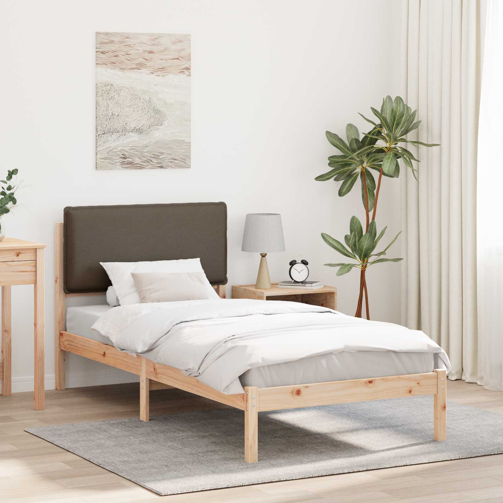 vidaXL Bedframe met Gevoerd Hoofdgedeelte Lichtgrijs 180 x 200 cm